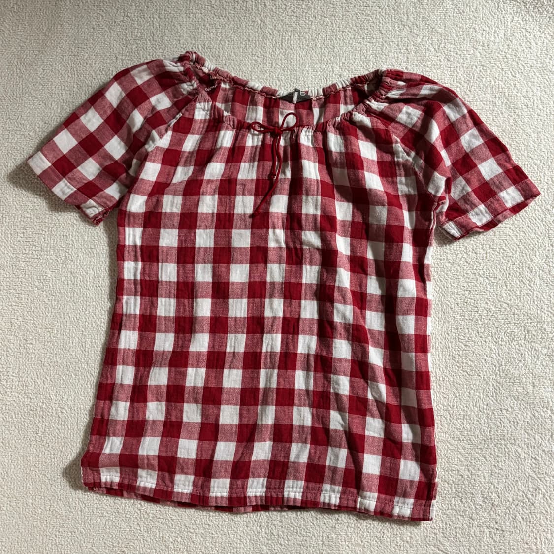 일본빈티지 AMURAD 레드 체크 탑 상품이미지1