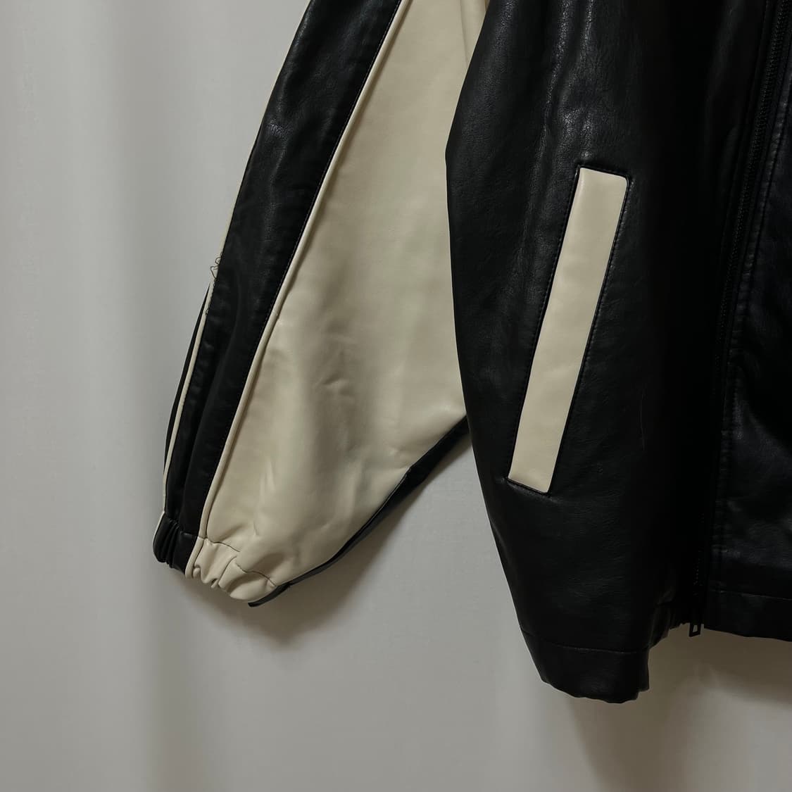 라퍼지스토어 배색 비건 레더 가죽 자켓 S 상품이미지5