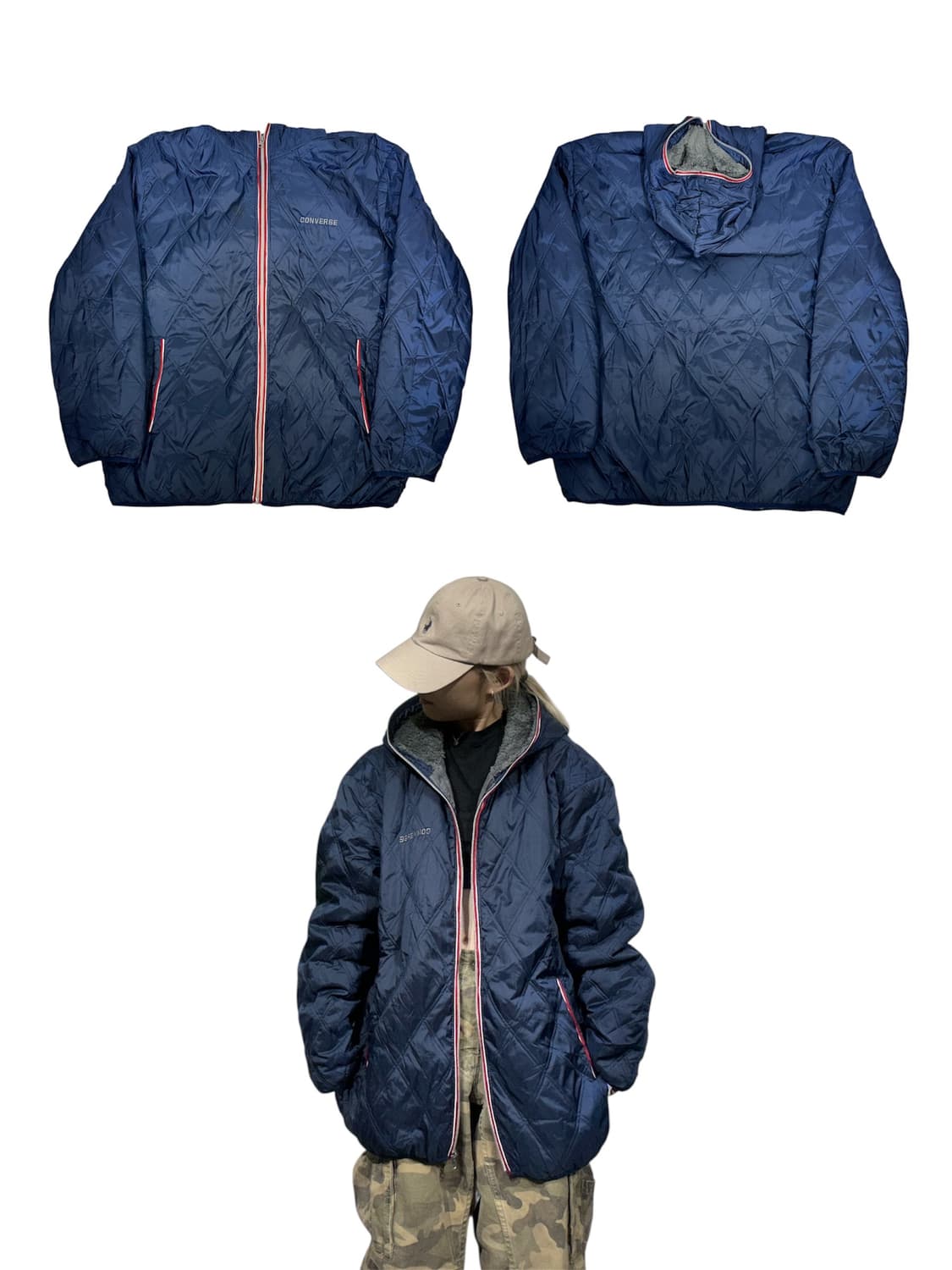 컨버스 네이비 경량 패딩 L 상품이미지1