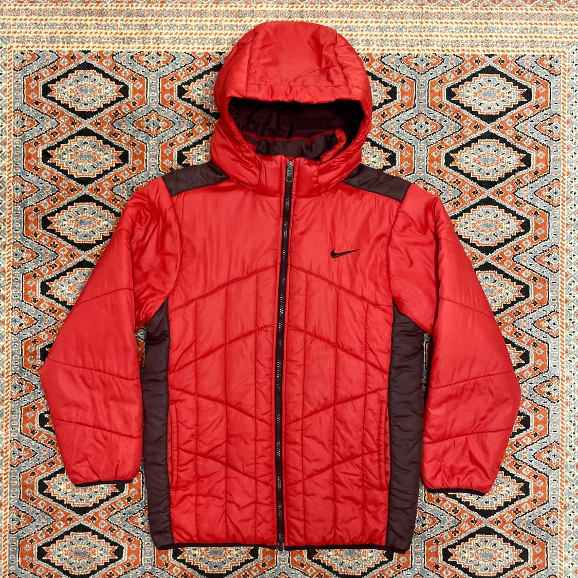 나이키 스우시로고 레드 폴리 패딩점퍼 여성L 상품이미지1
