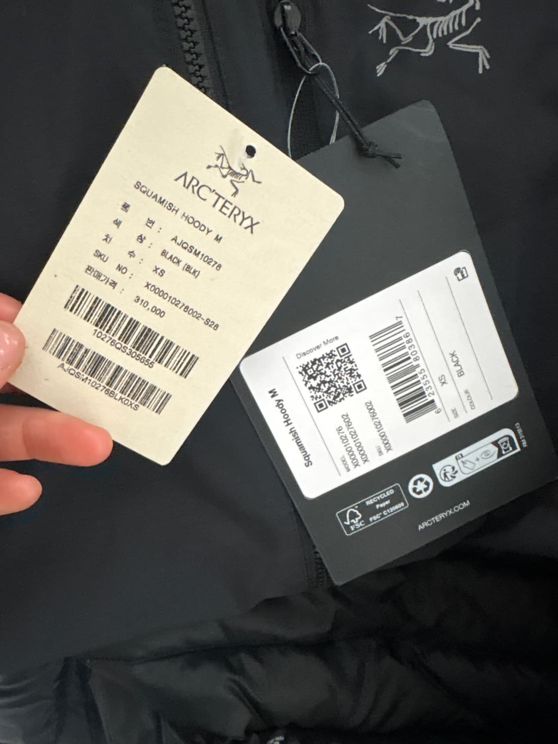 아크테릭스 스쿼미시 후디 블랙 xs 상품이미지3