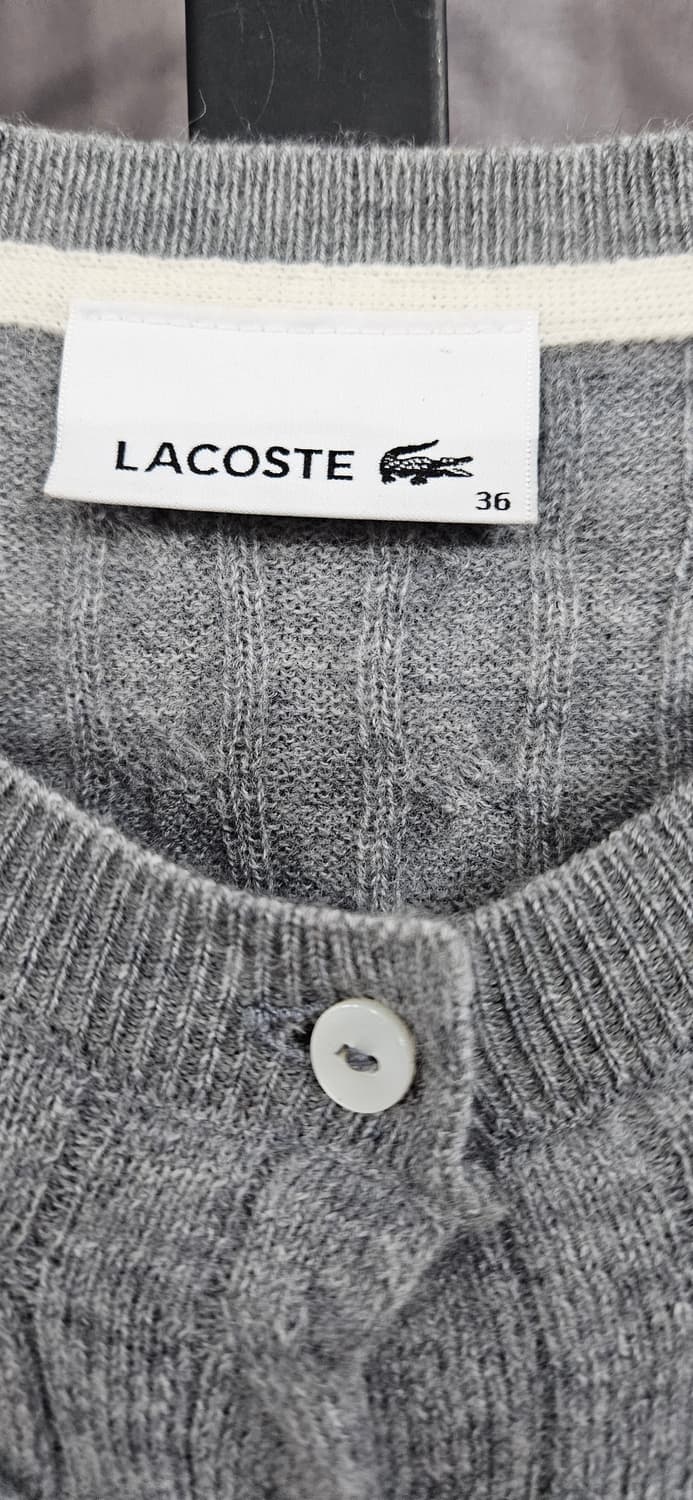 23FW 라코스테 케이블 크루넥 가디건 멜란지그레이 95 상품이미지3