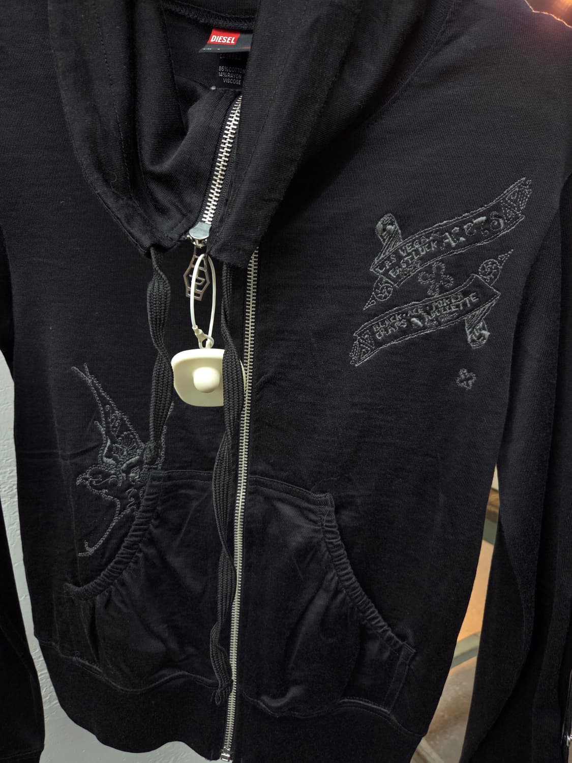 DIESEL 디젤 블랙 펑크 오리엔탈 하이넥집업💯 상품이미지3