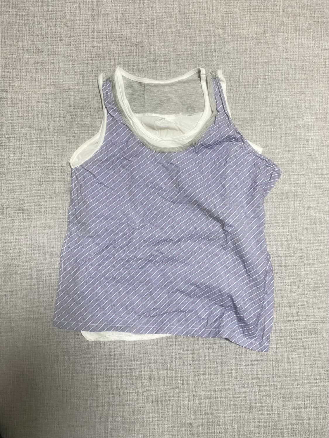 일본빈티지 하구미모리걸 아오이유우 슬리브리스 레이어드나시탑 상품이미지1