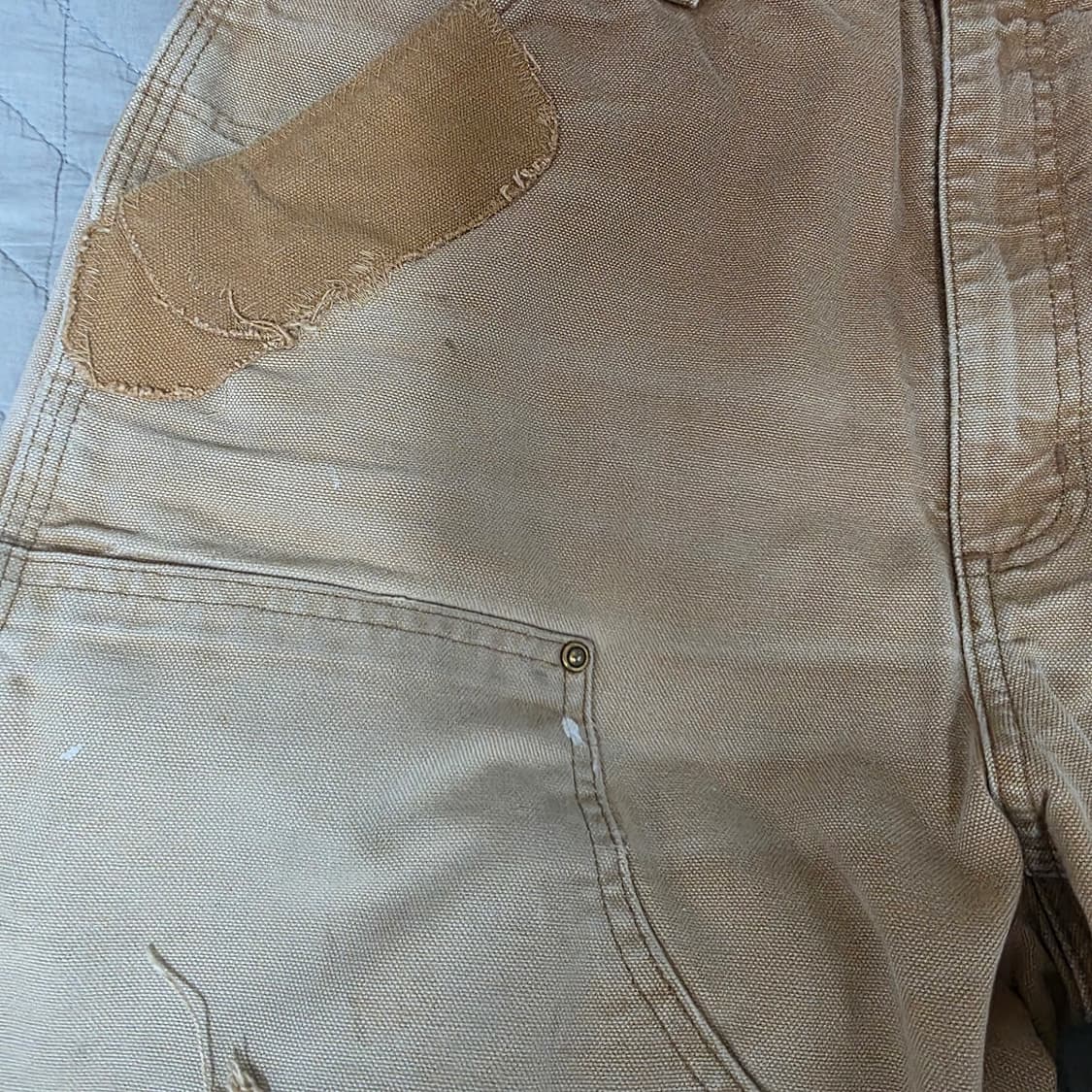 [33X36] 빈티지 칼하트 더블니 B136 BRN 워크팬츠 트래쉬드 상품이미지4