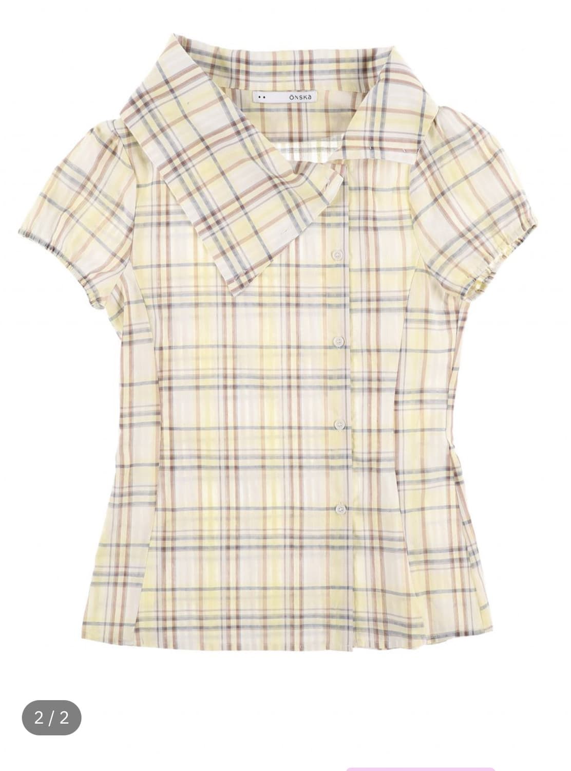 DRAPE COLLAR BLOUSE (YELLOW CHECK)  상품이미지1