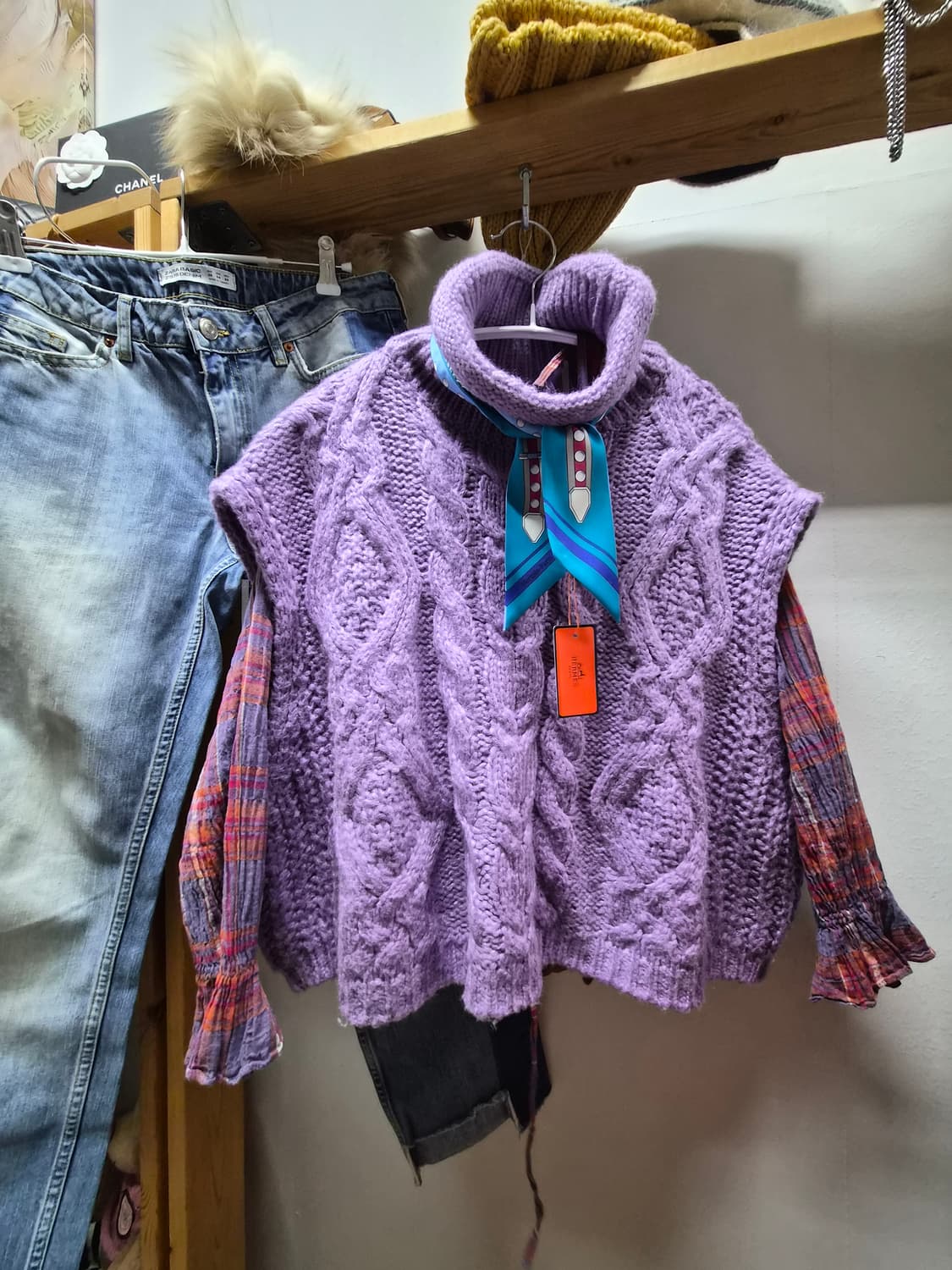 BCBG 라벤더 꽈배기니트 상품이미지1