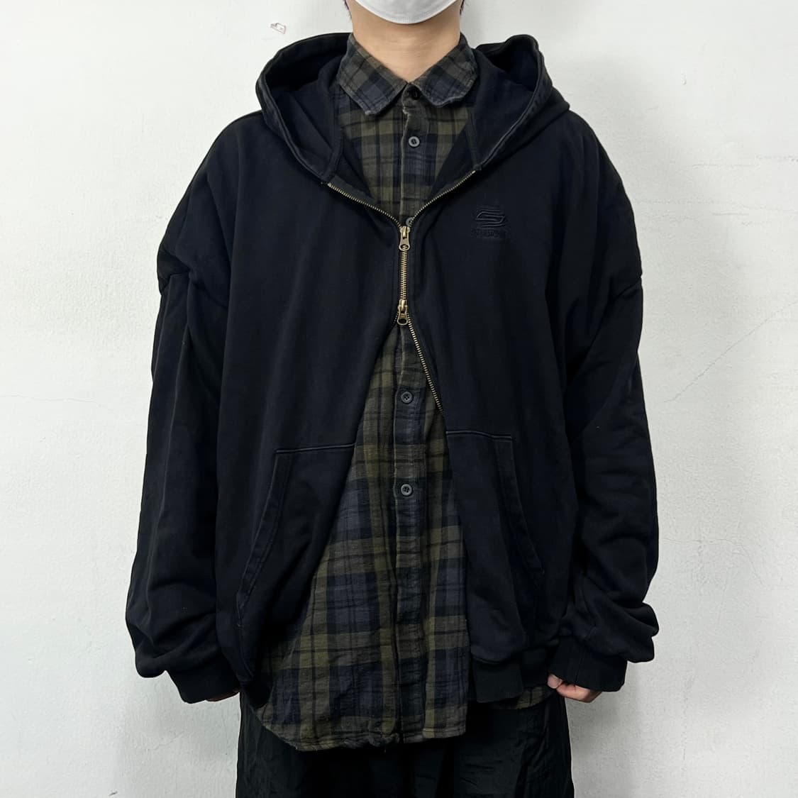 언더마이카 피스키 더블 레이어드 셔츠 후드 집업 상품이미지4