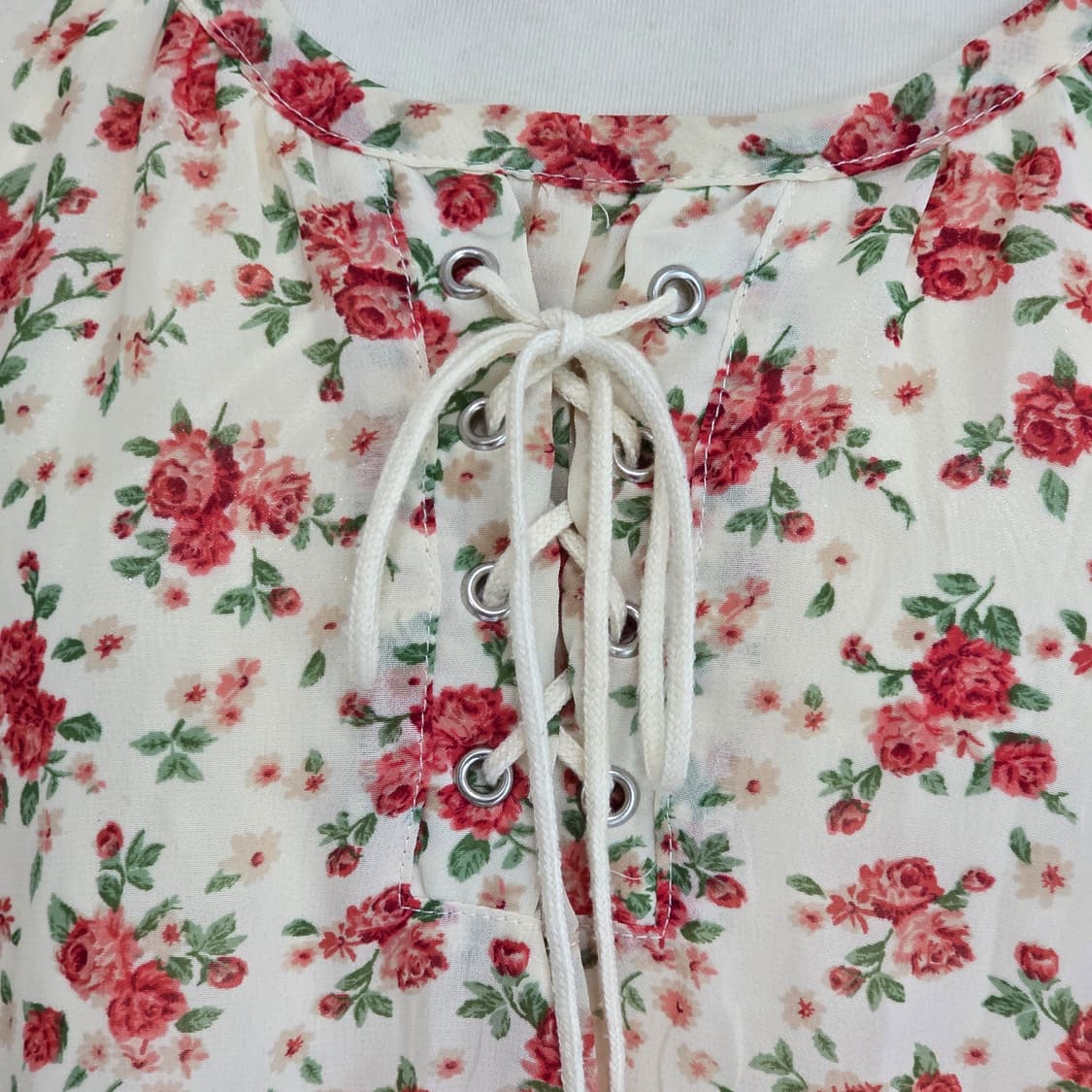 colza 일본빈티지)플로럴 로즈 스즈코모리걸 레이스 로맨틱코르셋블라우스 상품이미지3