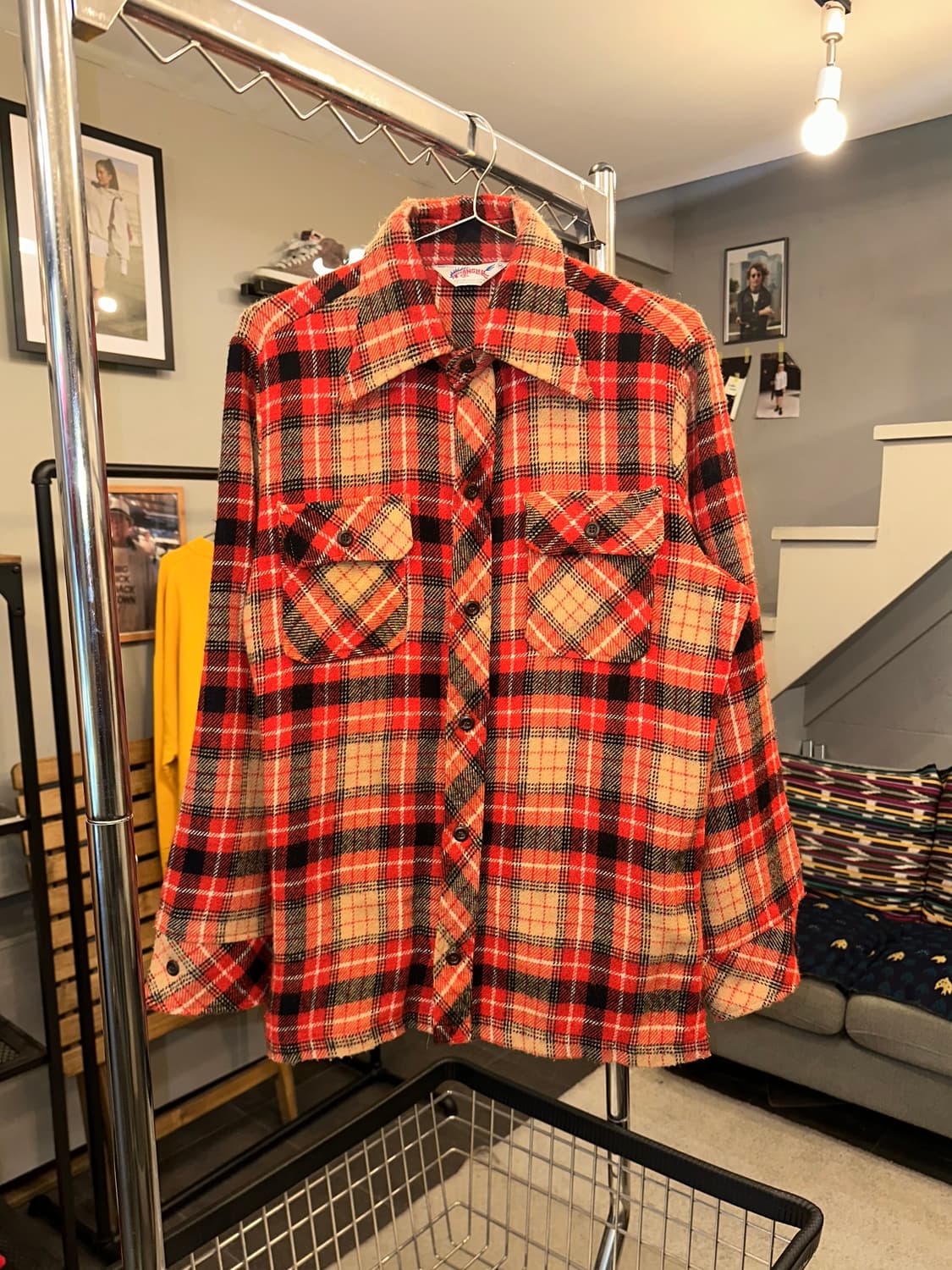 80-90’s Wrangler check flannel shirt 상품이미지3