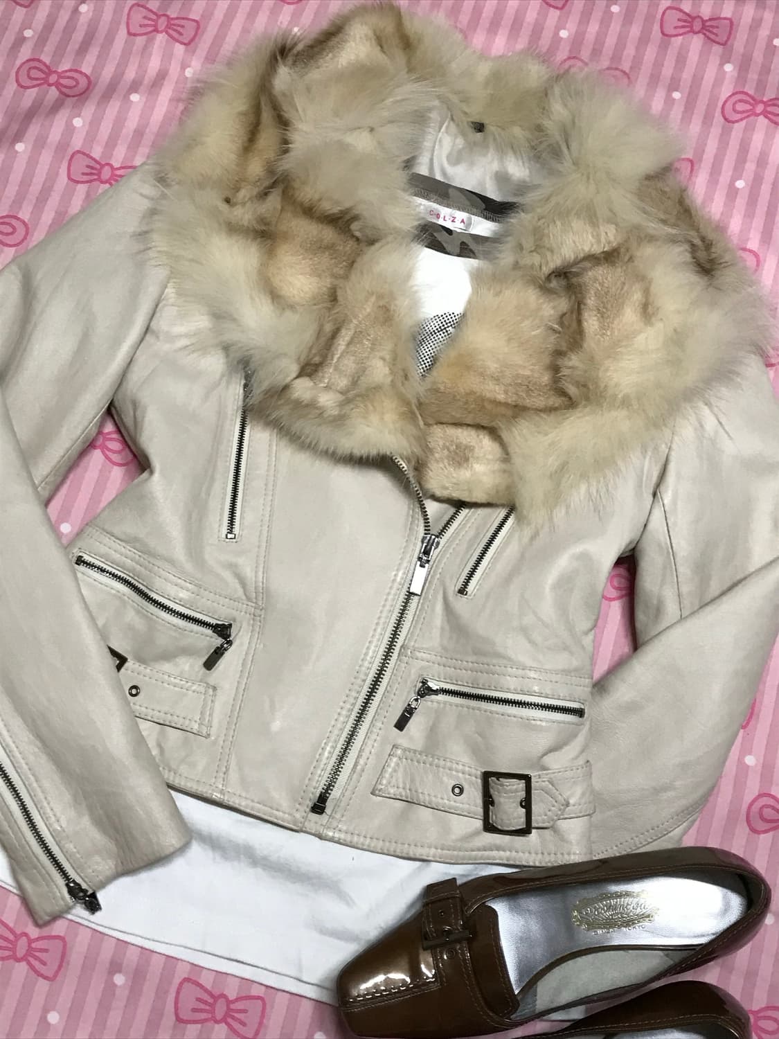 양가죽 아이보리 퍼 자켓  상품이미지2