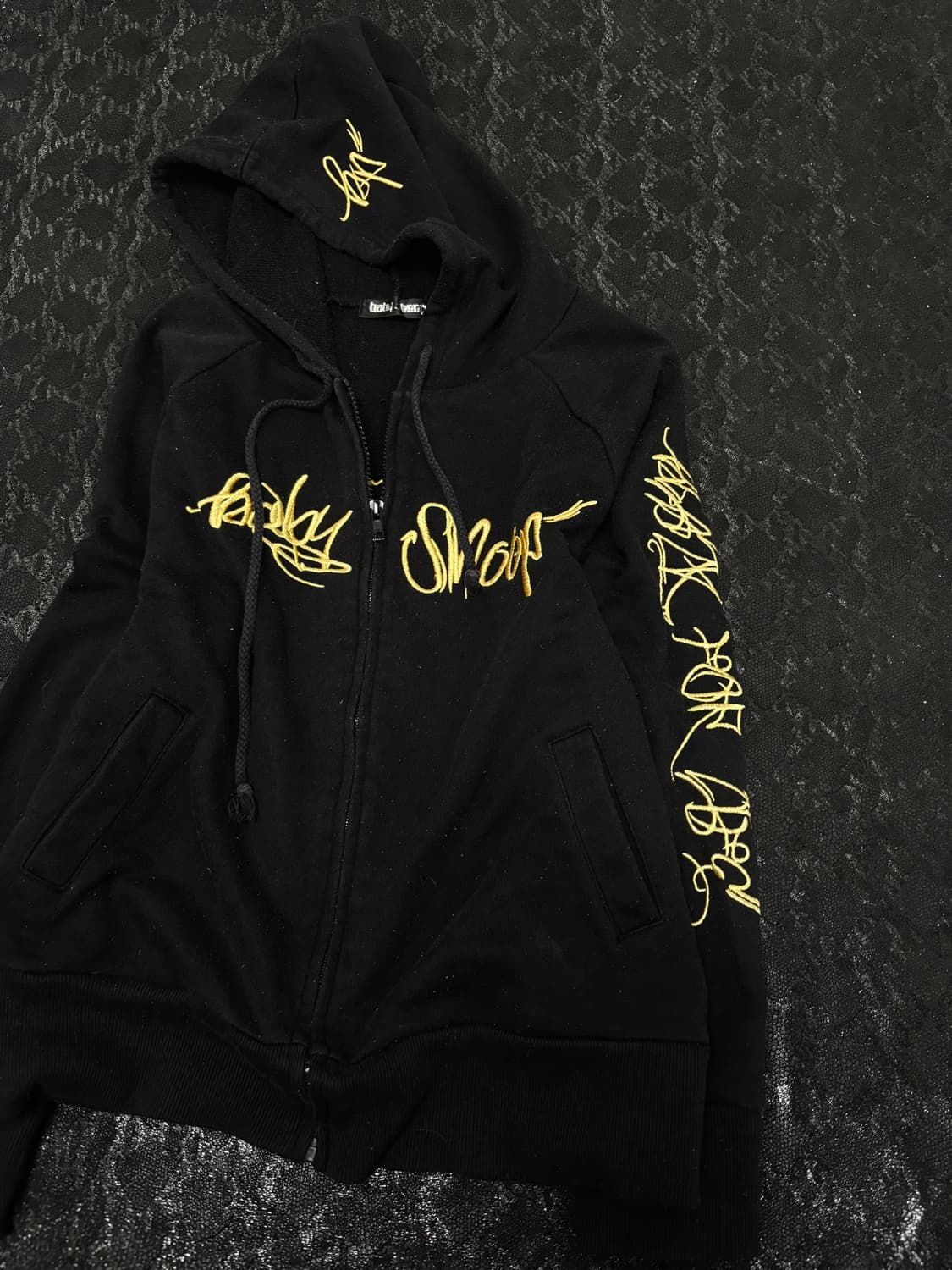 “Vintage” Y2K Print Black Hoodie Zip Up 상품이미지2