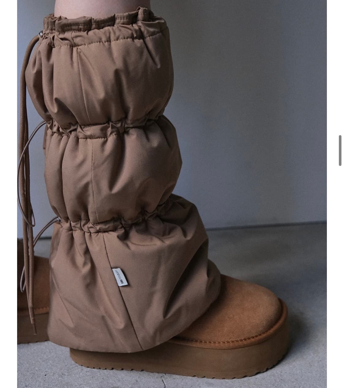 락피쉬 퍼프패딩 레그워머 코코아 상품이미지1