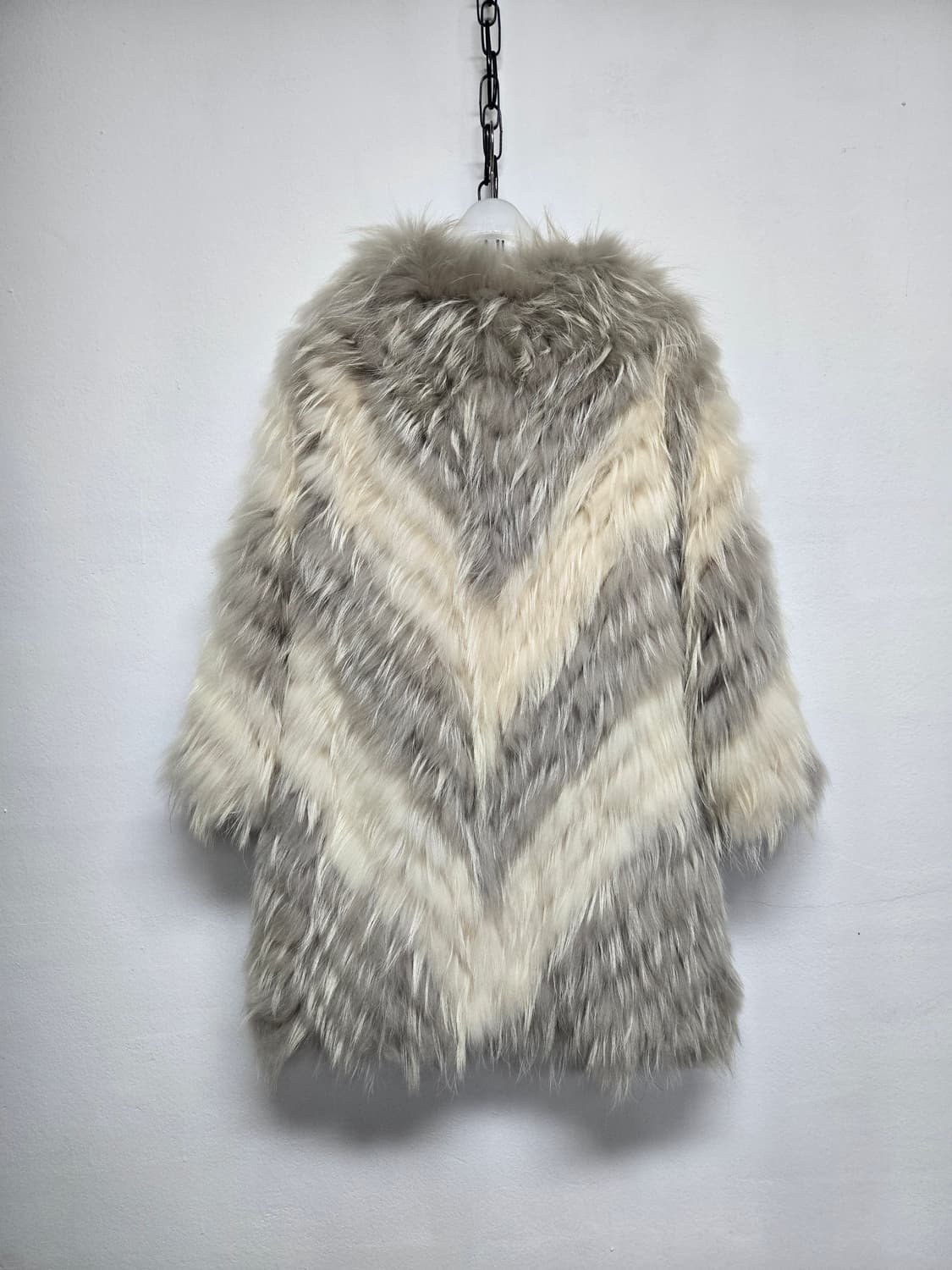 퍼코트 여우털 롱자켓 아이보리/그레이 상품이미지2