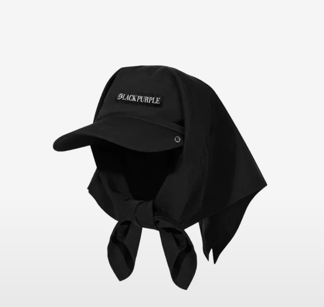 (🩷새상품) 블랙퍼플 후드 반다나 캡 상품이미지1