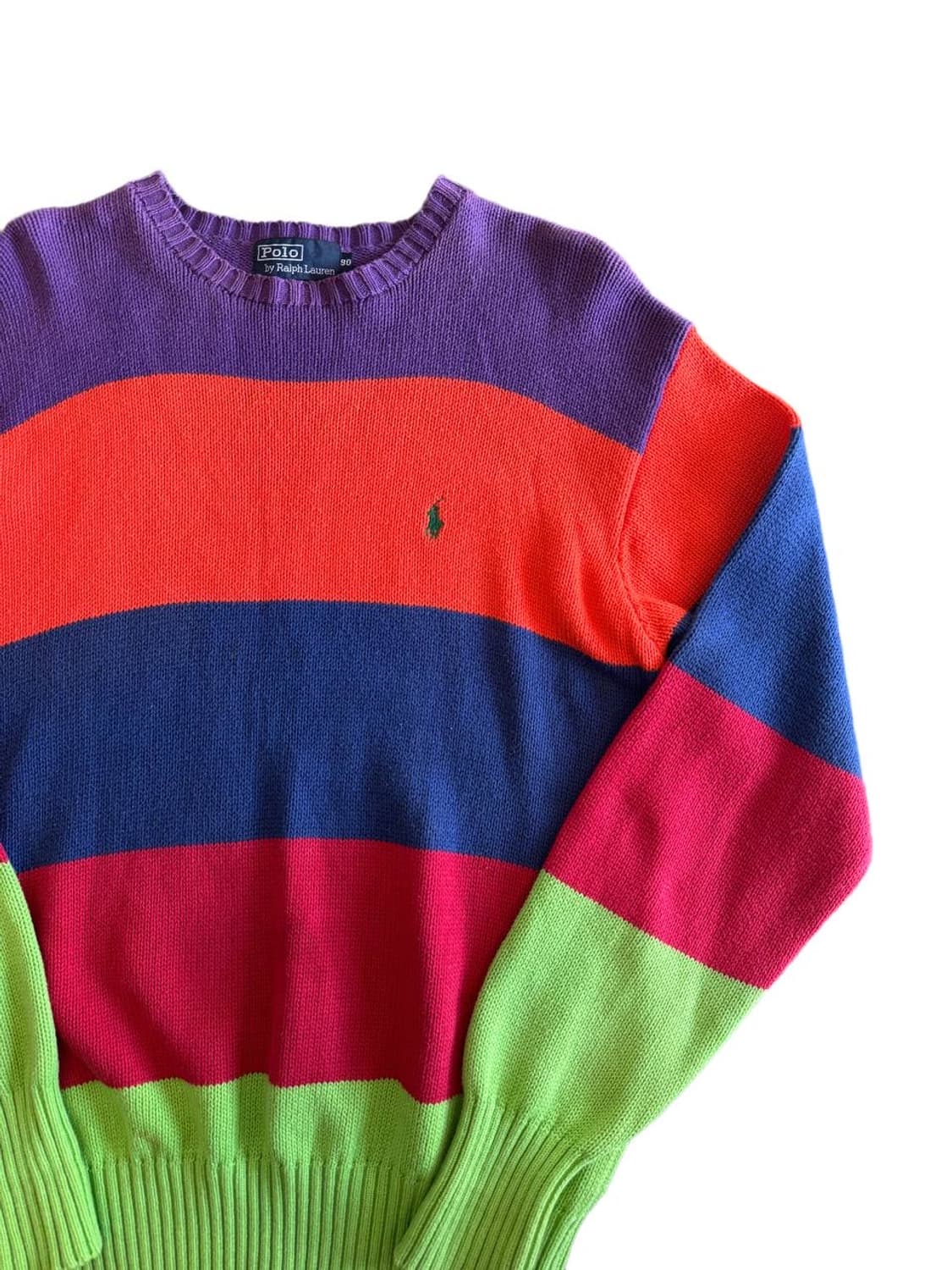90s PRL striped cotton sweater 상품이미지3