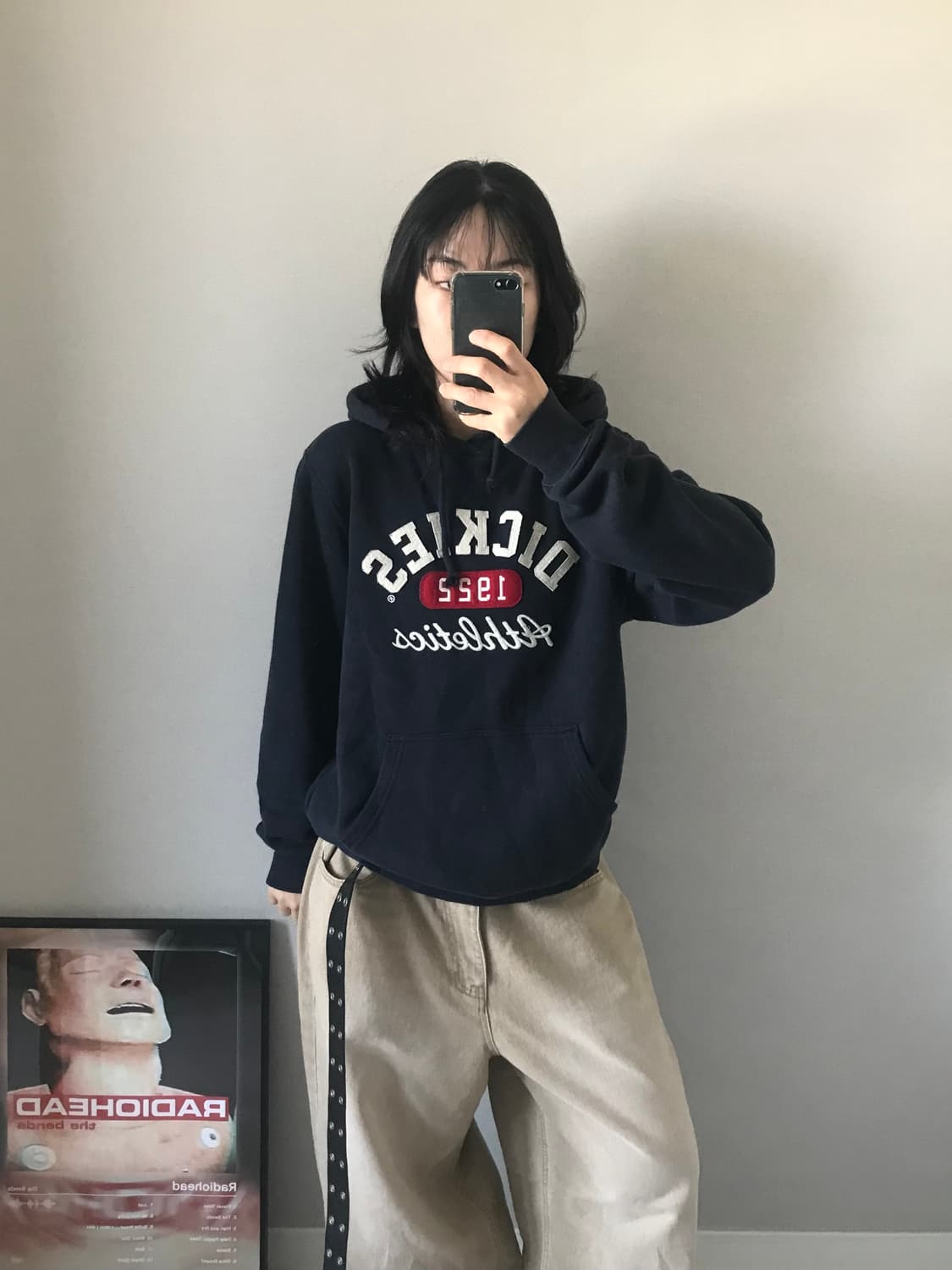 디키즈 중앙 자수 로고 네이비 후드티 상품이미지4