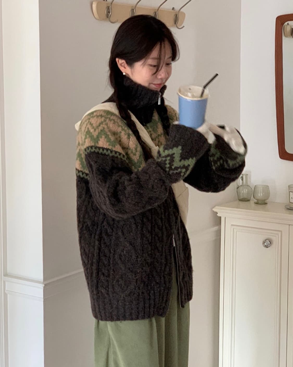 어리틀빗 freddy knit zip-up_브라운 상품이미지2