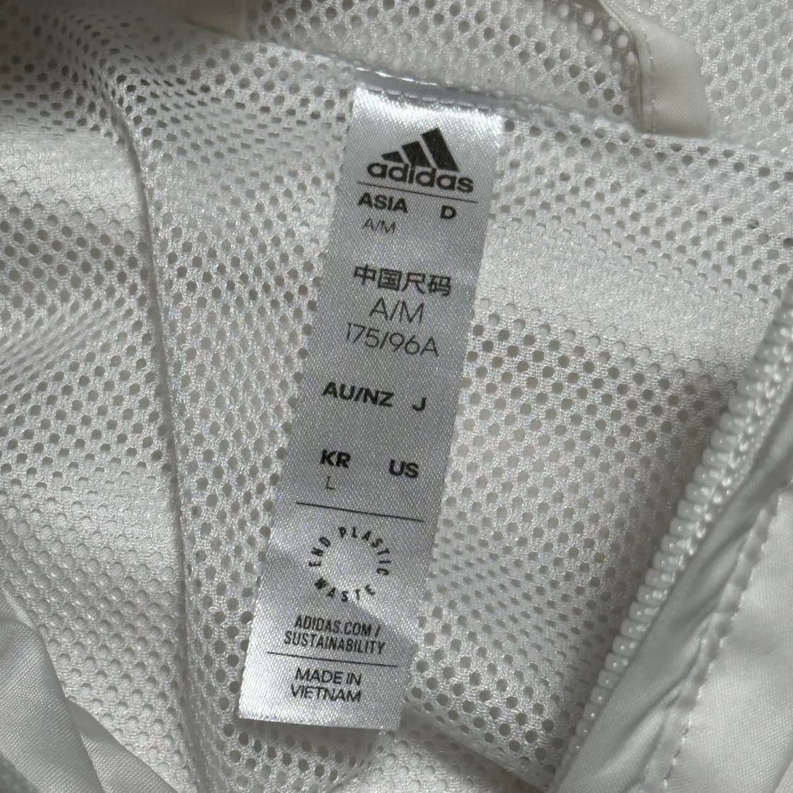 L 아디다스 첼시 블랙 삼선 화이트 후드 바람막이 상품이미지4