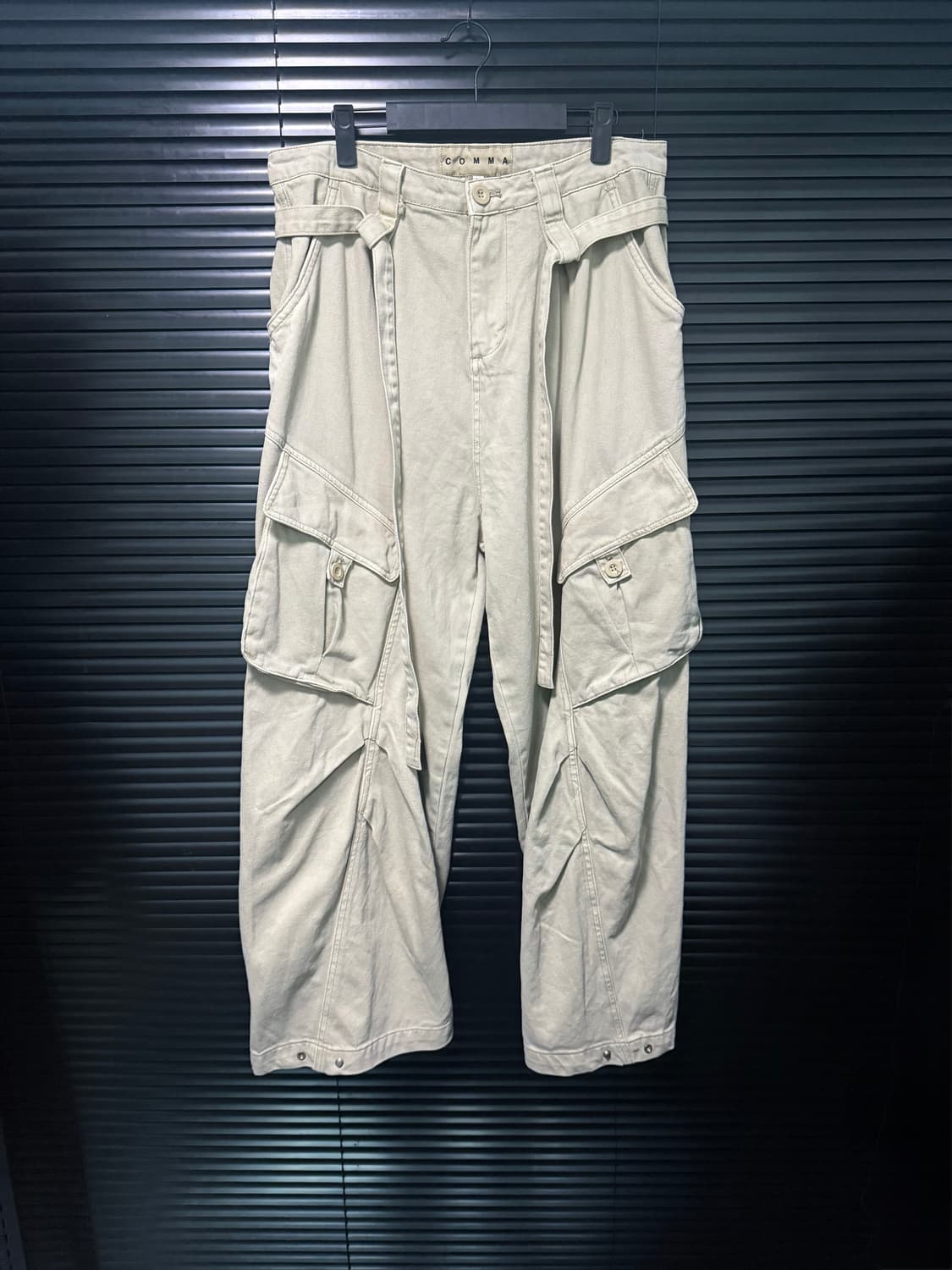COMMA 벨티드 카고 와이드 팬츠 바지 32 33 통바지 베이지 스트릿 상품이미지1