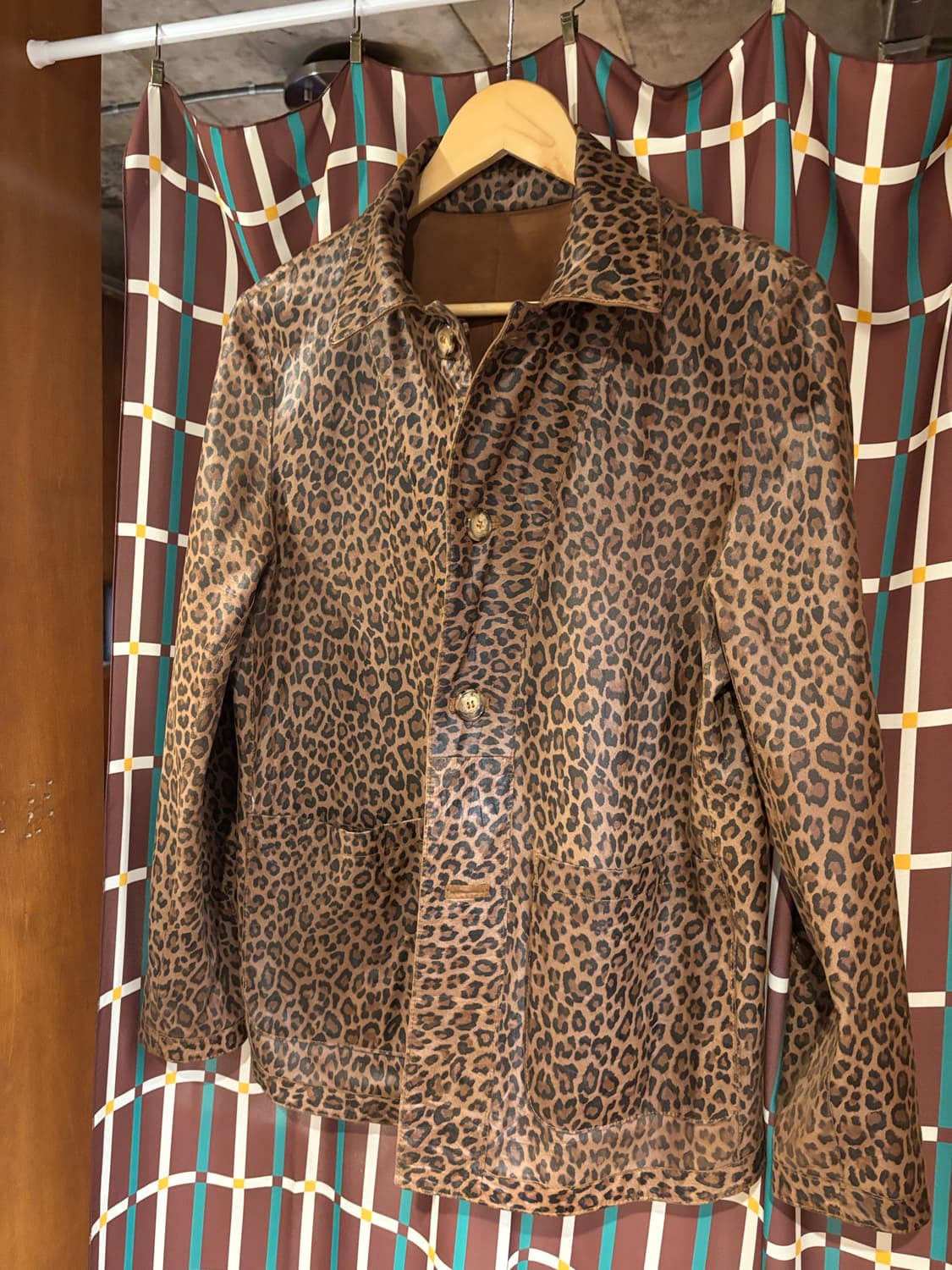 브라운 양면 스웨이드 가죽 레오파드 자켓 상품이미지7