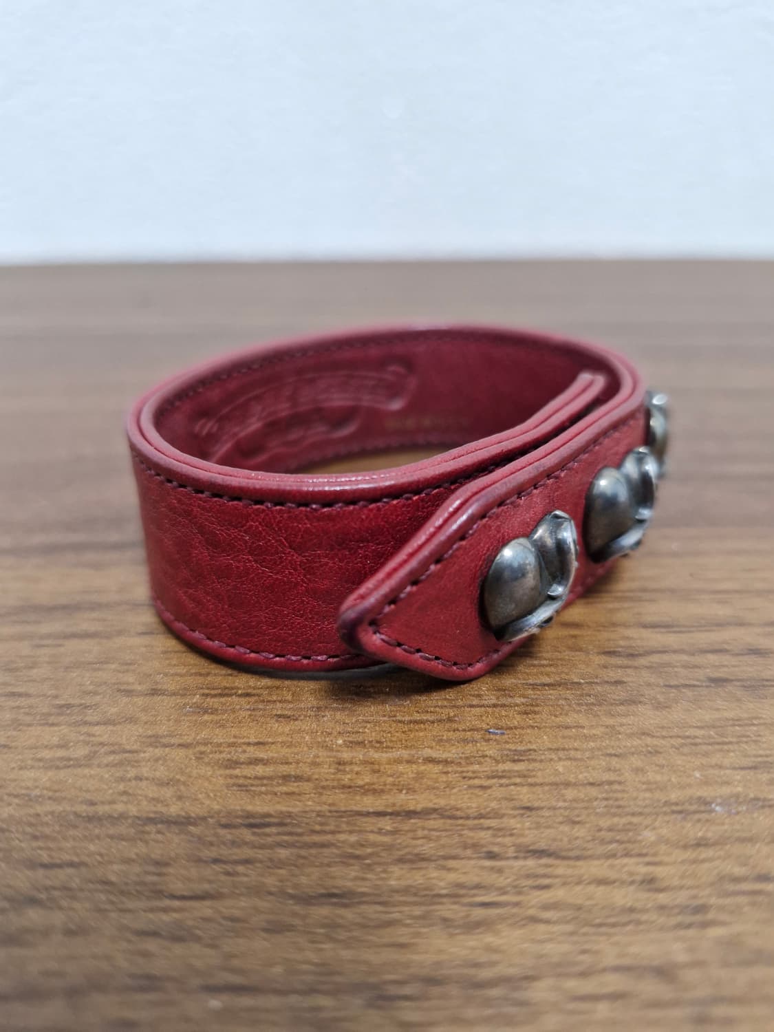 [OS] 크롬하츠 레드 하트 3버튼 레더 팔찌 상품이미지3