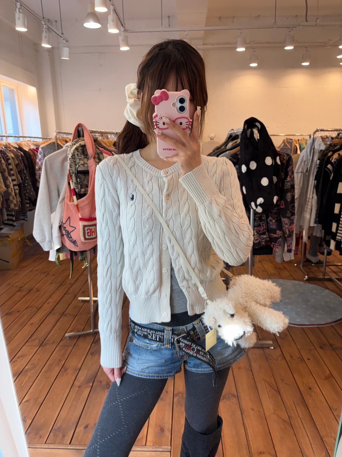 폴로 크림 꽈배기 가디건 상품이미지3