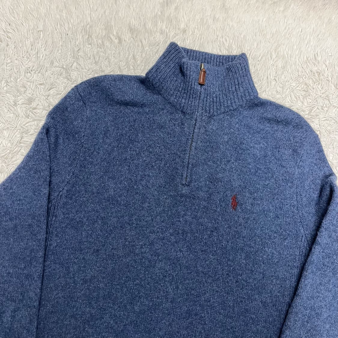 Polo lambswool half-zip blue knit 상품이미지5