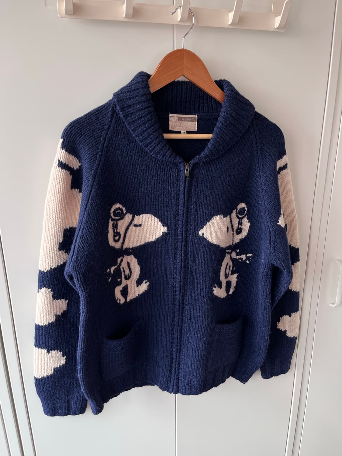 (Rare) Peanuts 피너츠 스누피 울 코위찬 집업 상품이미지5