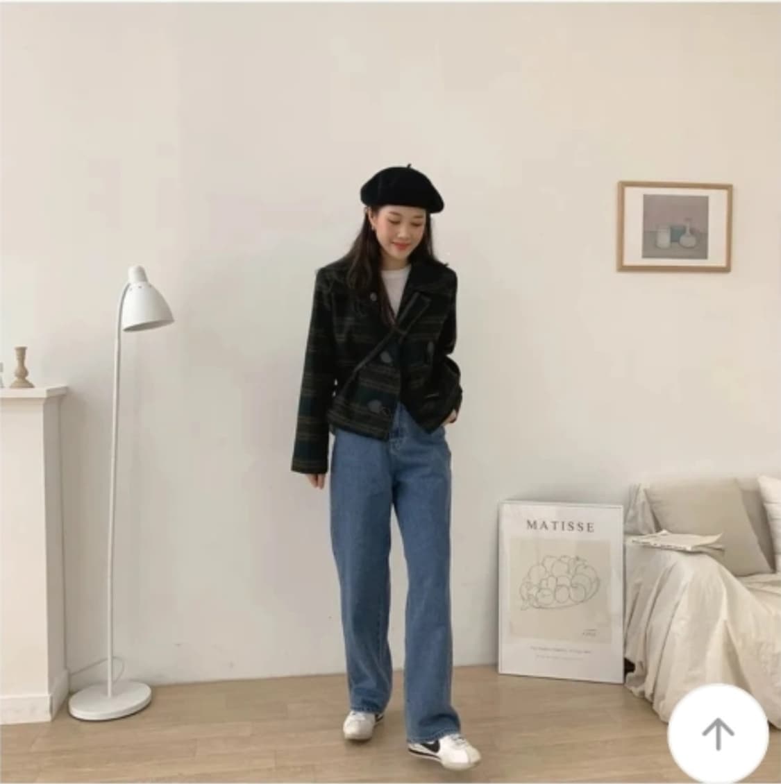 [새상품] 프렌치 그린 체크 더플 누빔자켓 떡볶이코드 상품이미지5