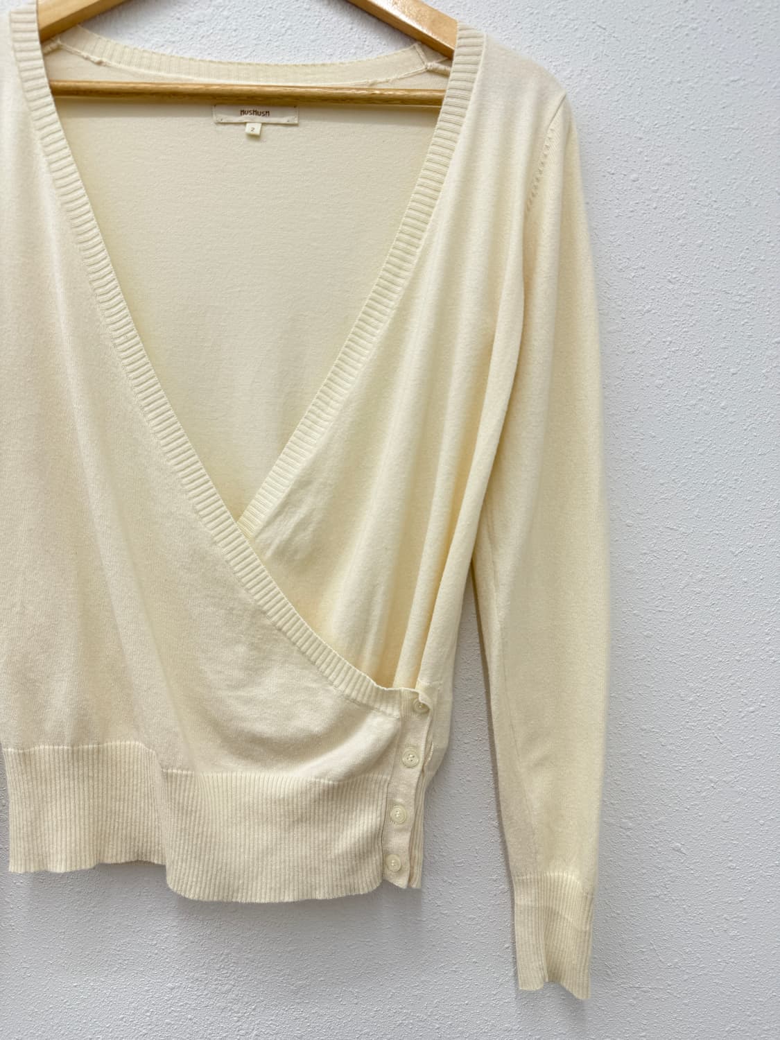 빈티지 Hushush 아이보리 레이어드 단추 니트 가디건 상품이미지4