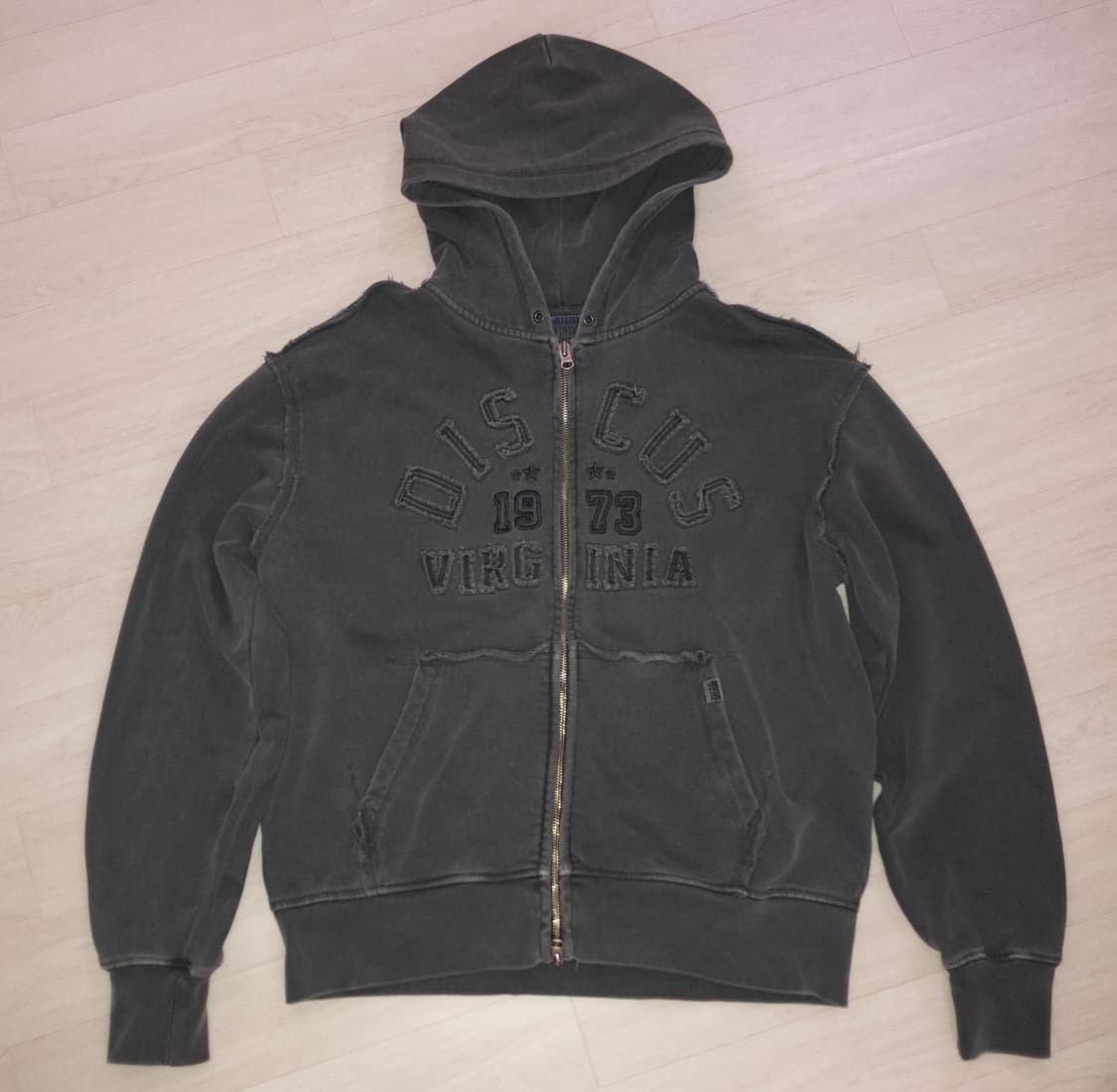 디스커스 애슬레틱 헤비웨이트 집업 후디 워시드 피그먼트 차콜 후드집업 상품이미지3