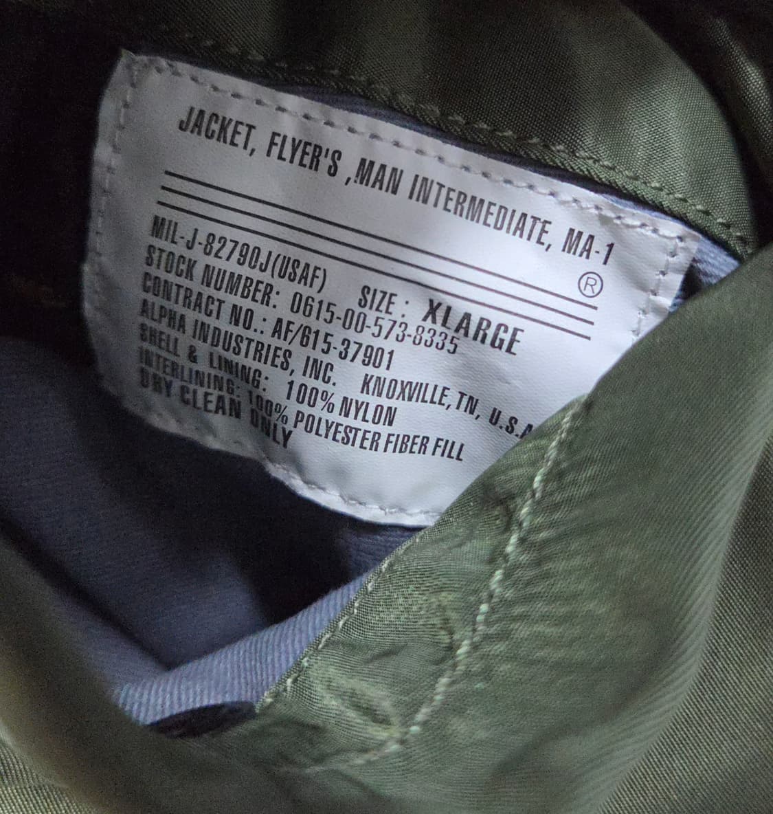 (착샷) 알파인더스트리 ma-1 세이지 상품이미지5