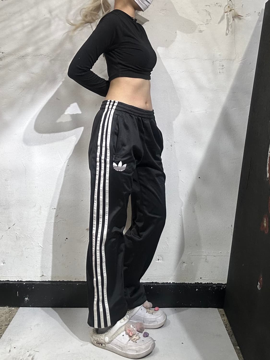 아디다스 블랙 파이어버드 화이트 삼선 와이드 팬츠  상품이미지1