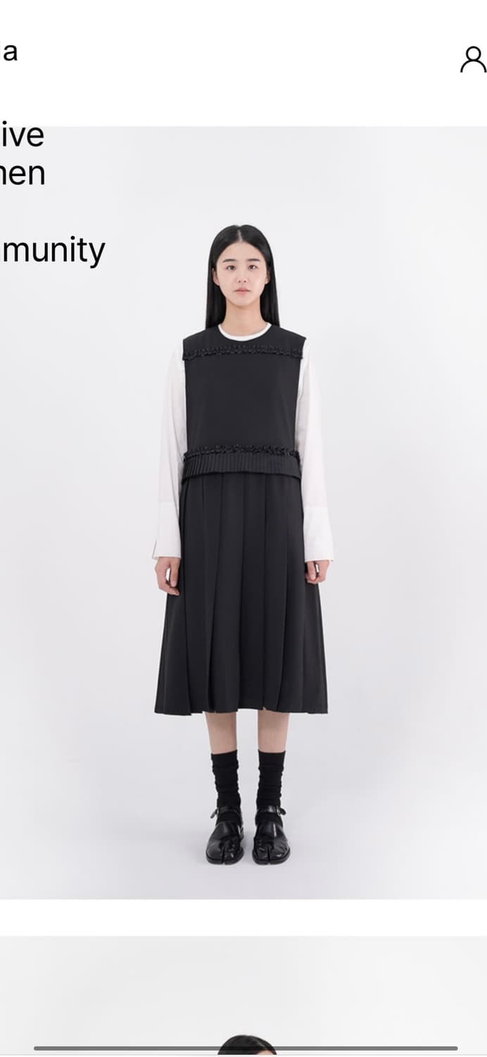 유노이아 레이어드 플리츠 프릴 원피스 상품이미지5