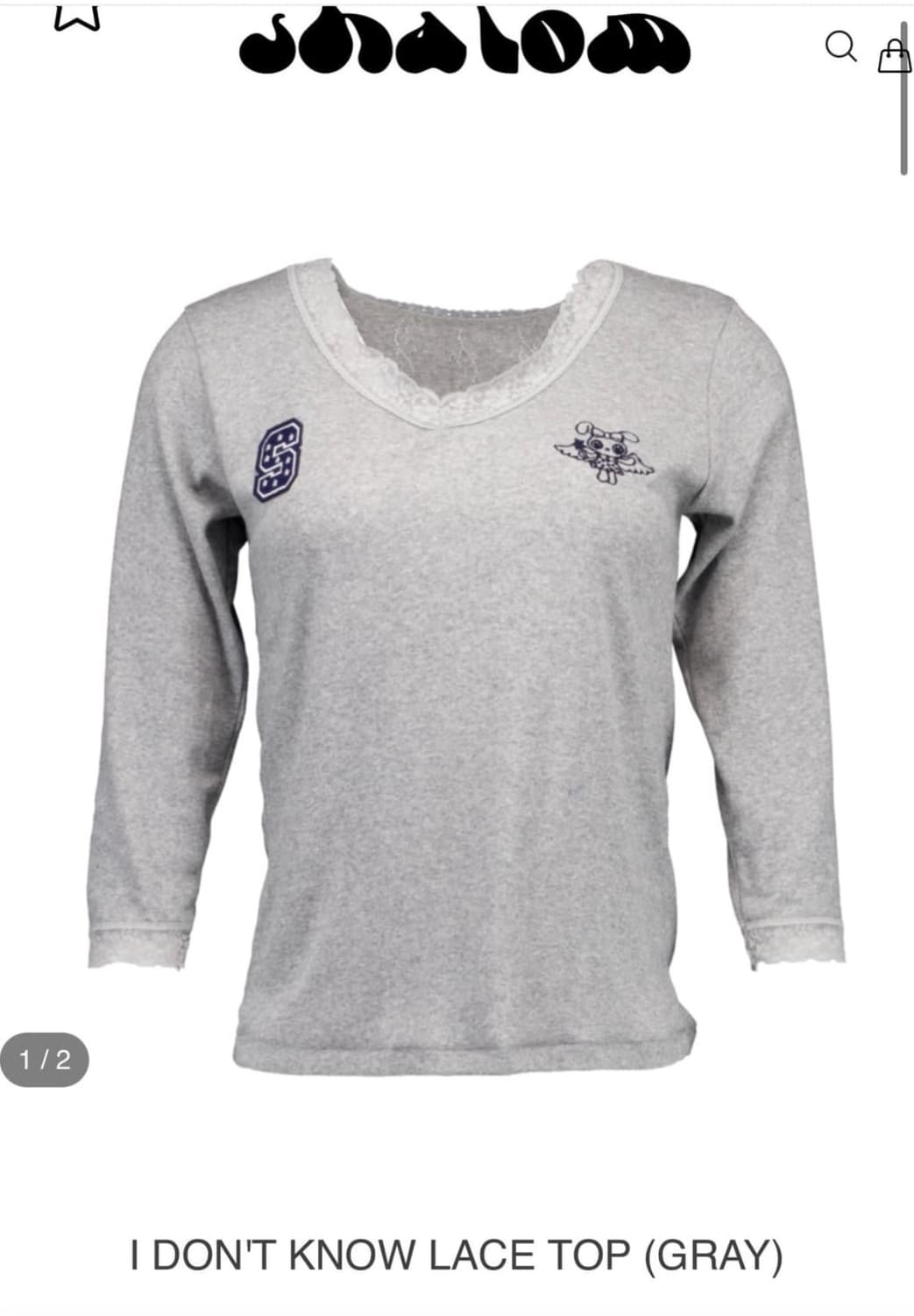 Shalomclub mola LACE TOP GRAY 상품이미지1