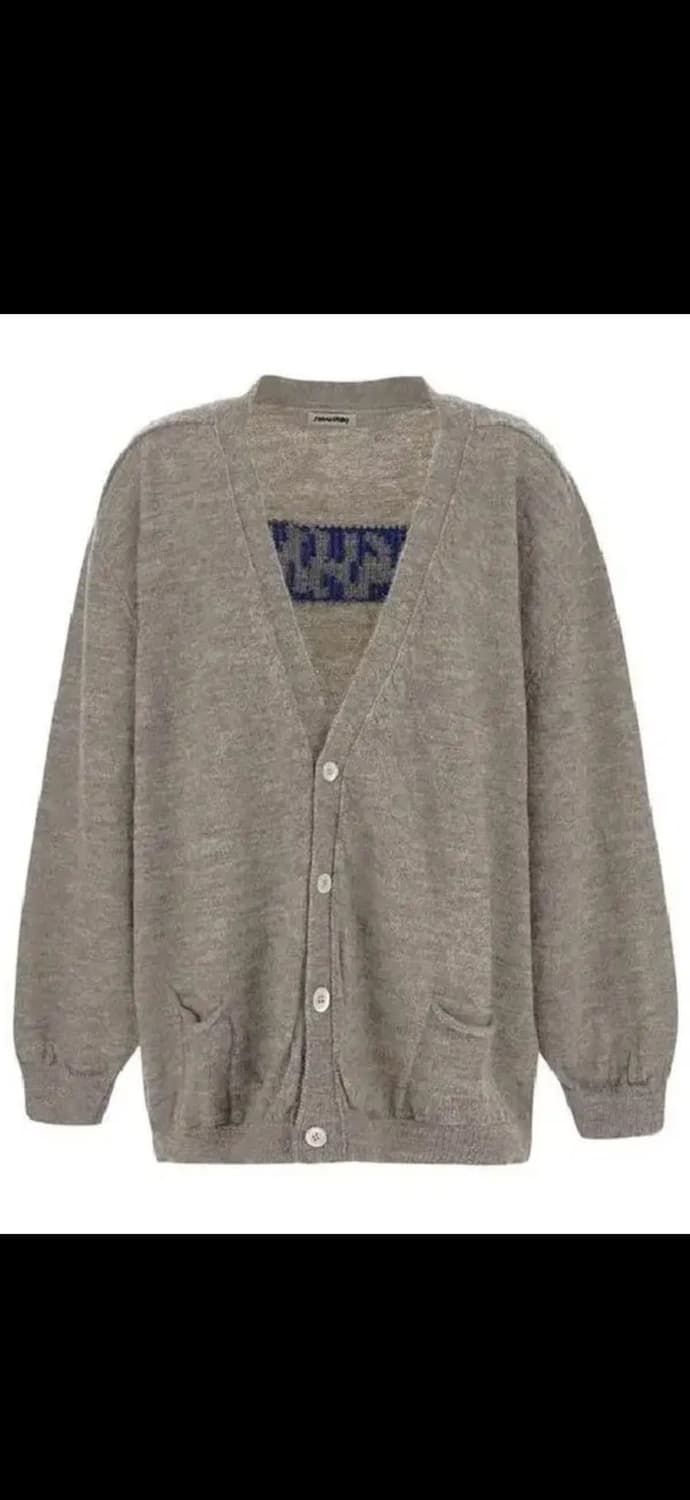 마리아노 로고 자카드 브이넥 울 가디건 그레이 XL 상품이미지2