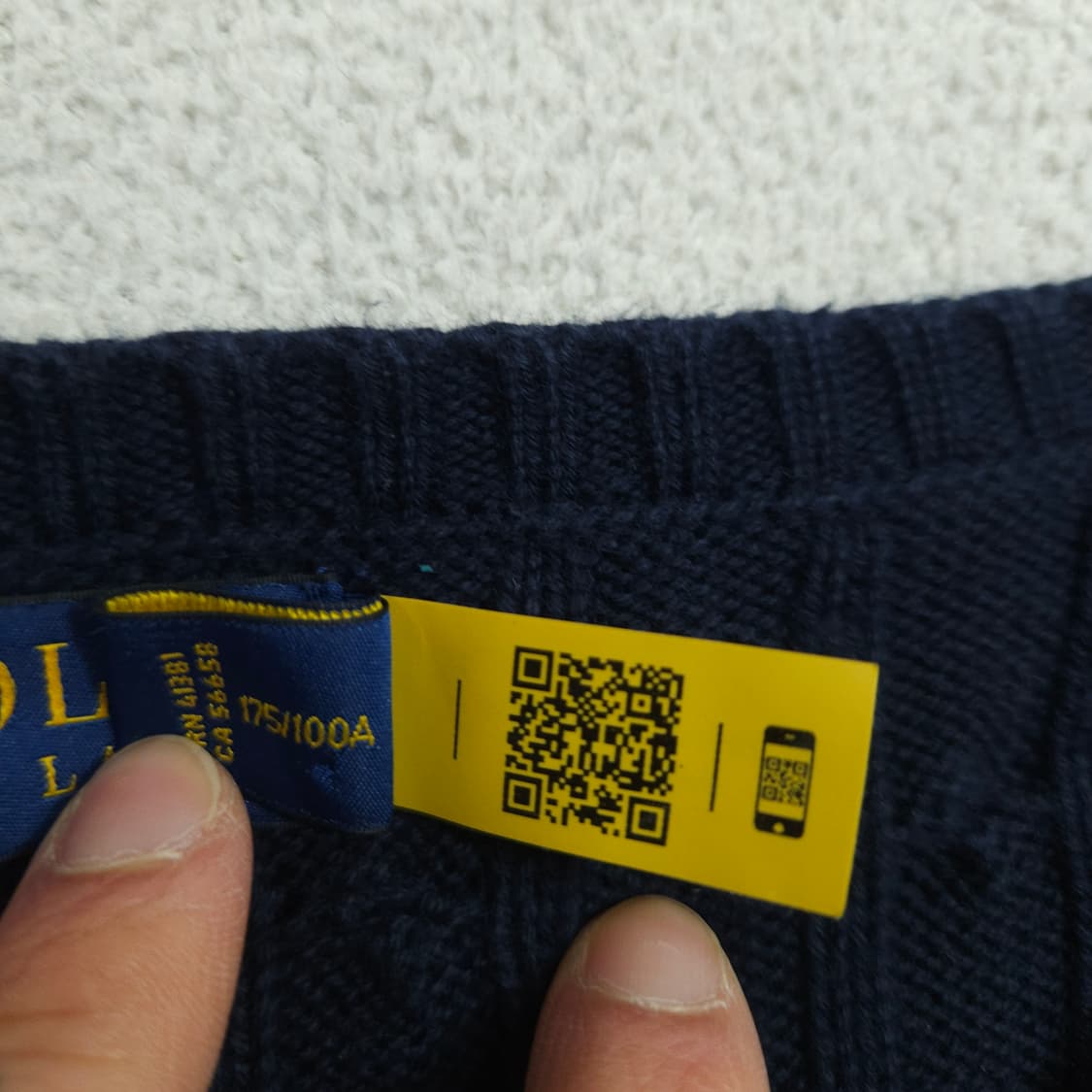폴로 랄프 로렌 신형 QR 케이블 니트 XL 네이비 상품이미지5