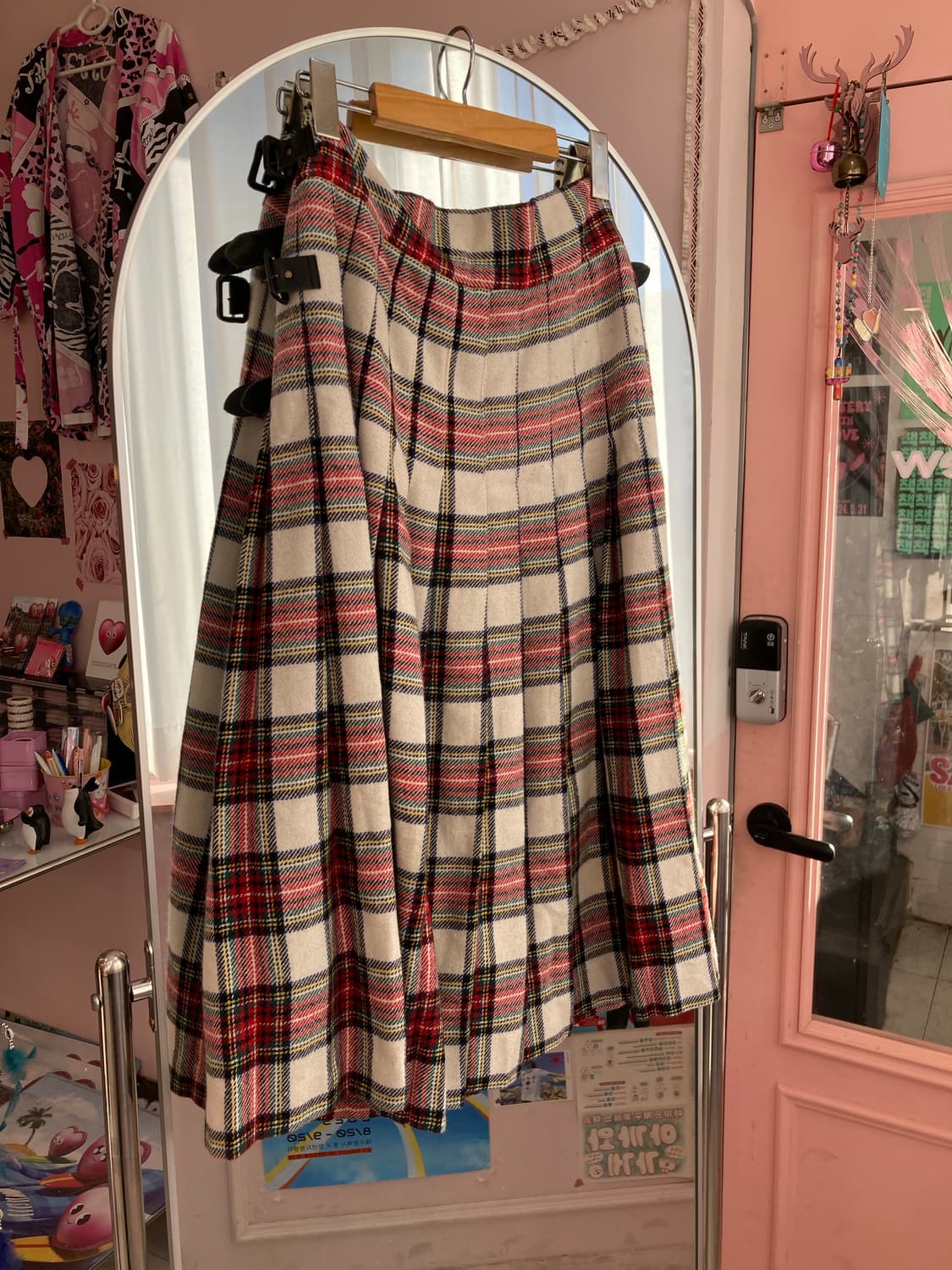 빔즈 beams 빈티지 체크 롱 랩스커트 상품이미지5