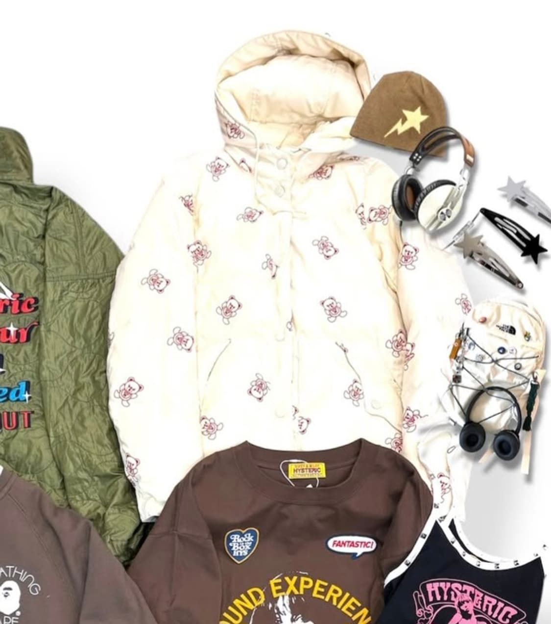 히스테릭글래머 빈티지 퍽베어 리버시블 경량 패딩 아이보리 상품이미지6