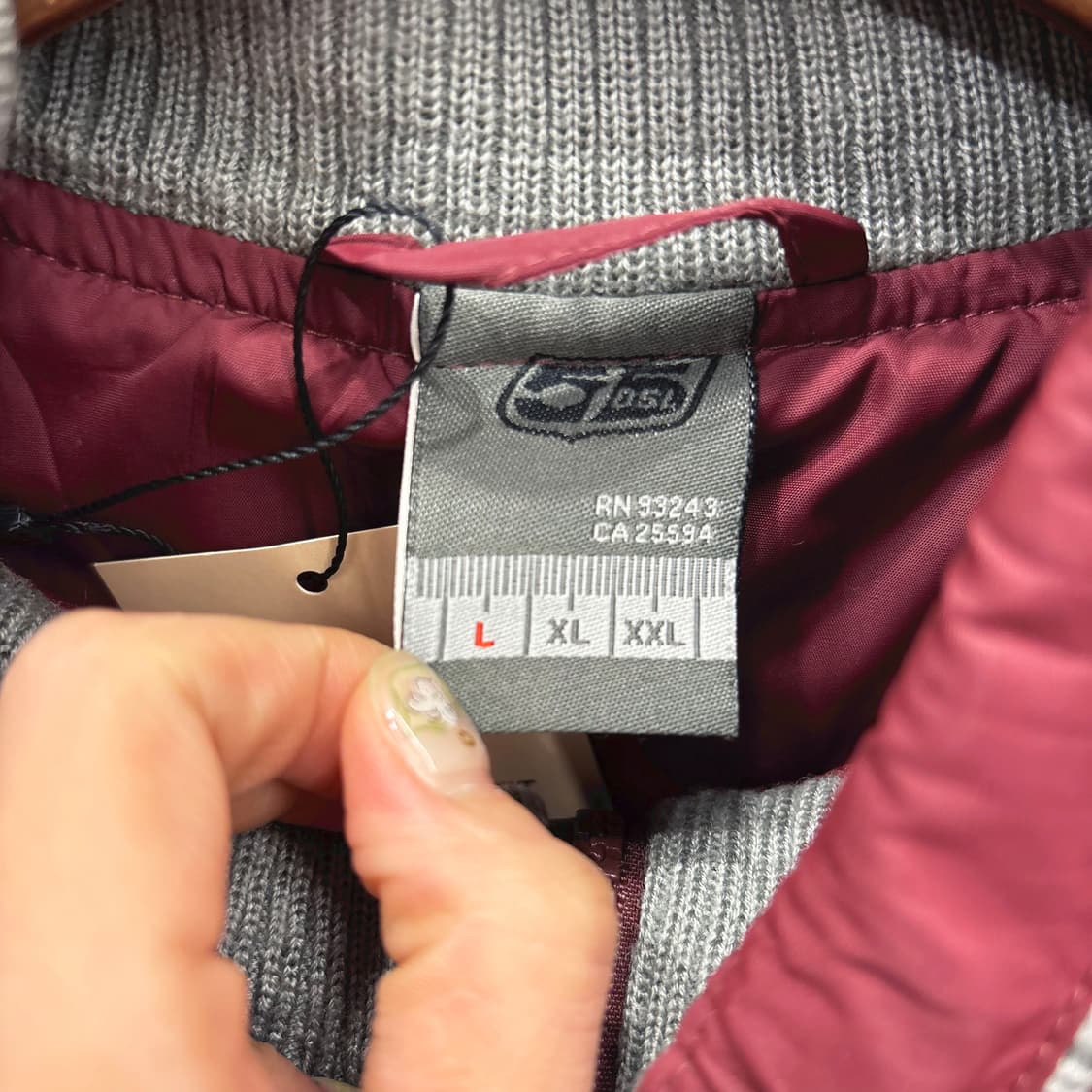 디젤 피프티파이브 패딩 점퍼 배색 라인 로고 자수 패치 레귤러핏 와인 상품이미지7