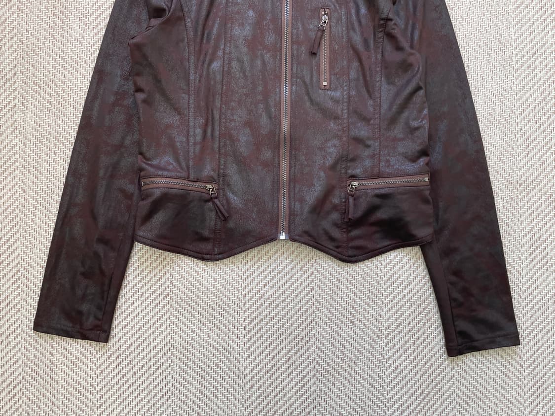 빈티지 크랙가공 브라운 집업 자켓 y2k goa  J04213 상품이미지4