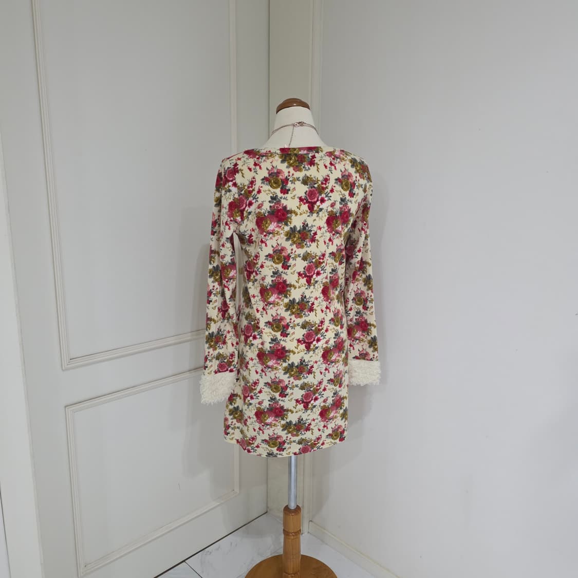 일본빈티지)플로럴 로즈 진주부클 모리걸 히메갸루엑팜st 로맨틱 니트원피스 상품이미지3