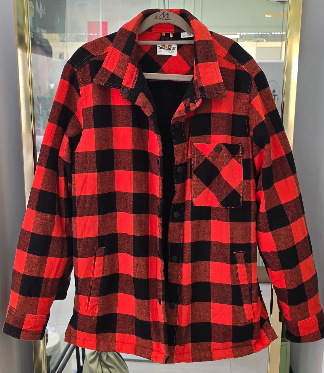 팀버랜드 레드 블랙 체크 셔츠 자켓 L 상품이미지1