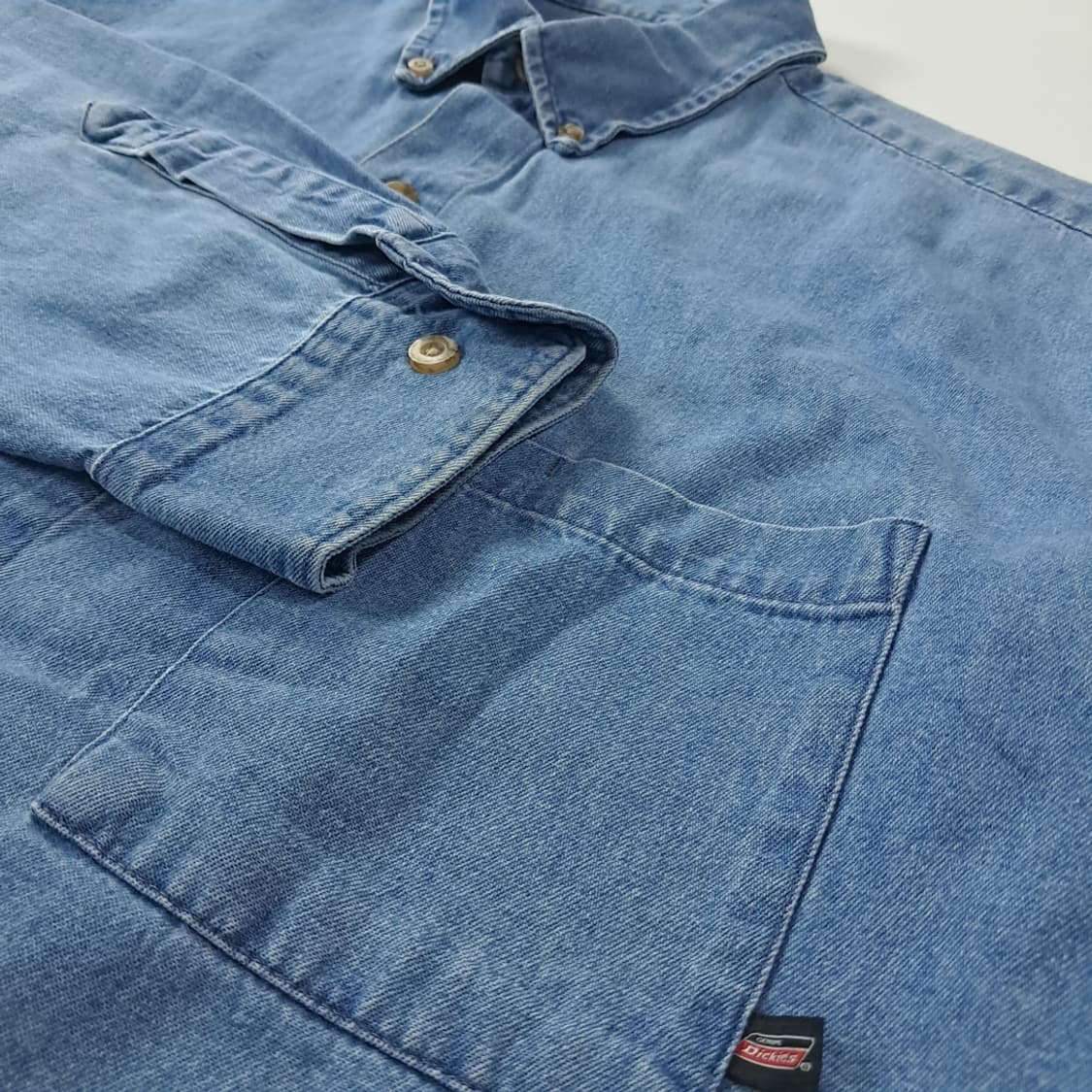 CK378 XL 디키즈 멕시코판 버튼다운 연청 데님 셔츠 남방 상품이미지4