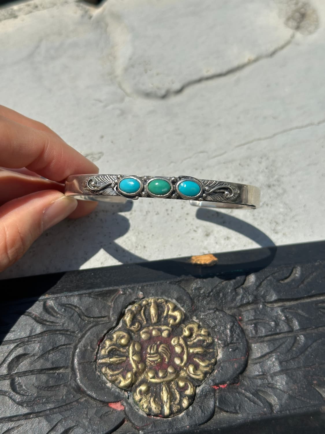 (Only 1)Triple Turquoise Feather Engrave 상품이미지5