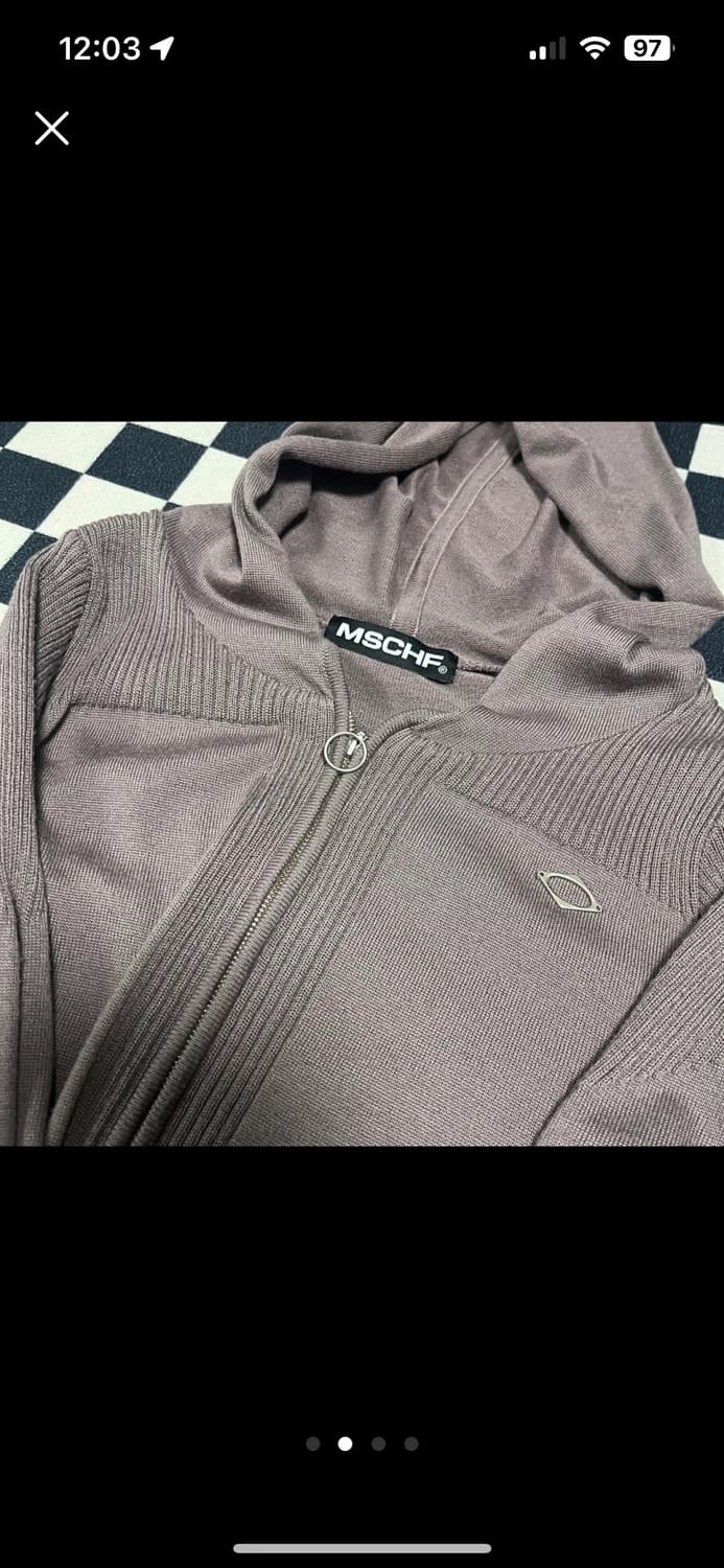 미스치프 퍼플 로고 롬버스 니티드 후디 후드 집업 가디건 상품이미지2