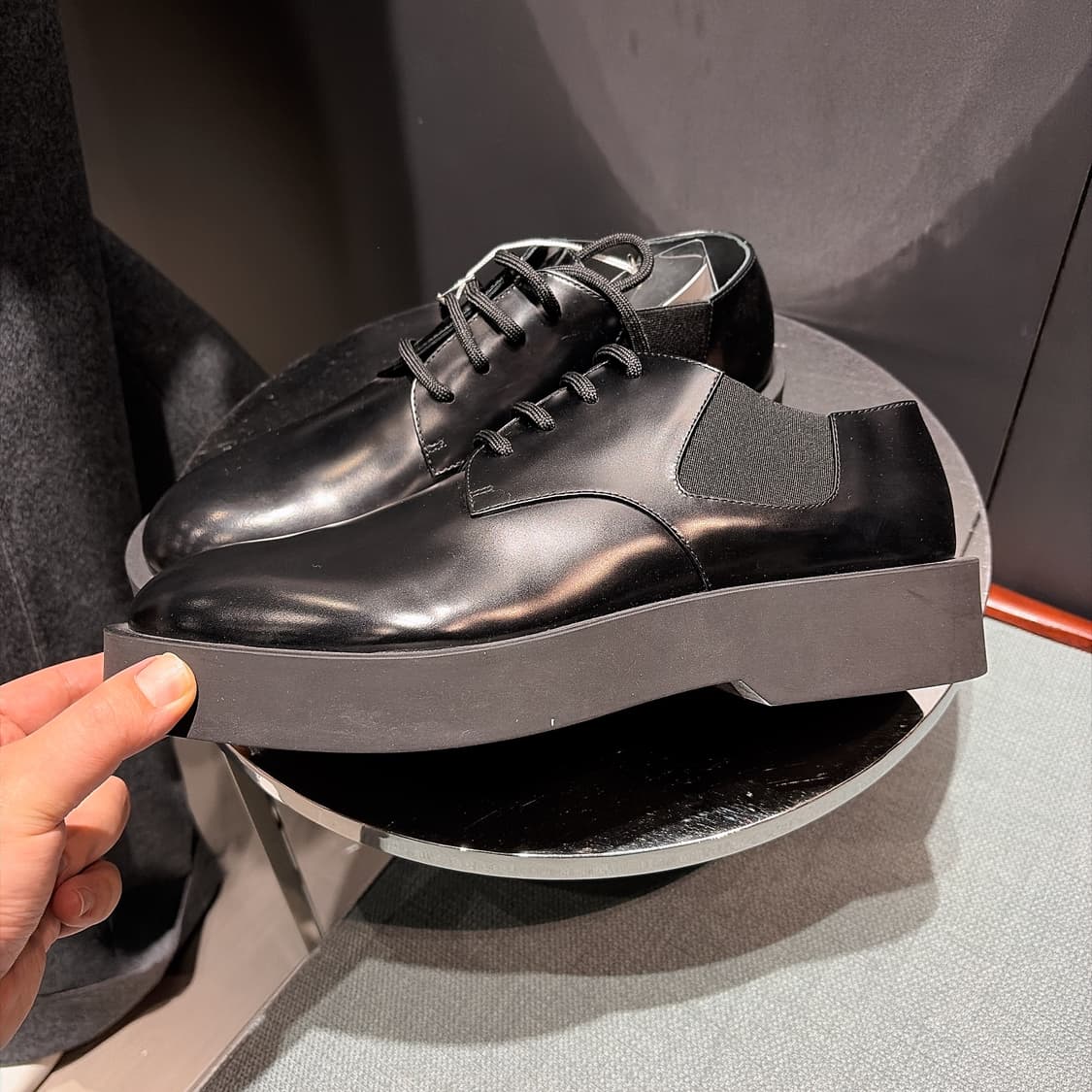 (정품/새상품) 질샌더 남성 블랙 폴리시드 옥스퍼드 더비 슈즈 상품이미지2