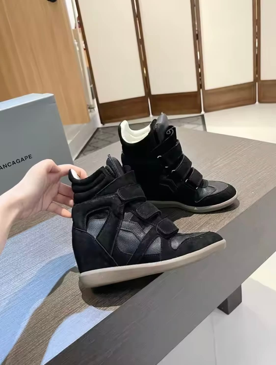 새상품) 블랙 하이탑 슈즈 애쉬깔 갸루 오네갸루 니혼진 히메 라떼 펑크 상품이미지3