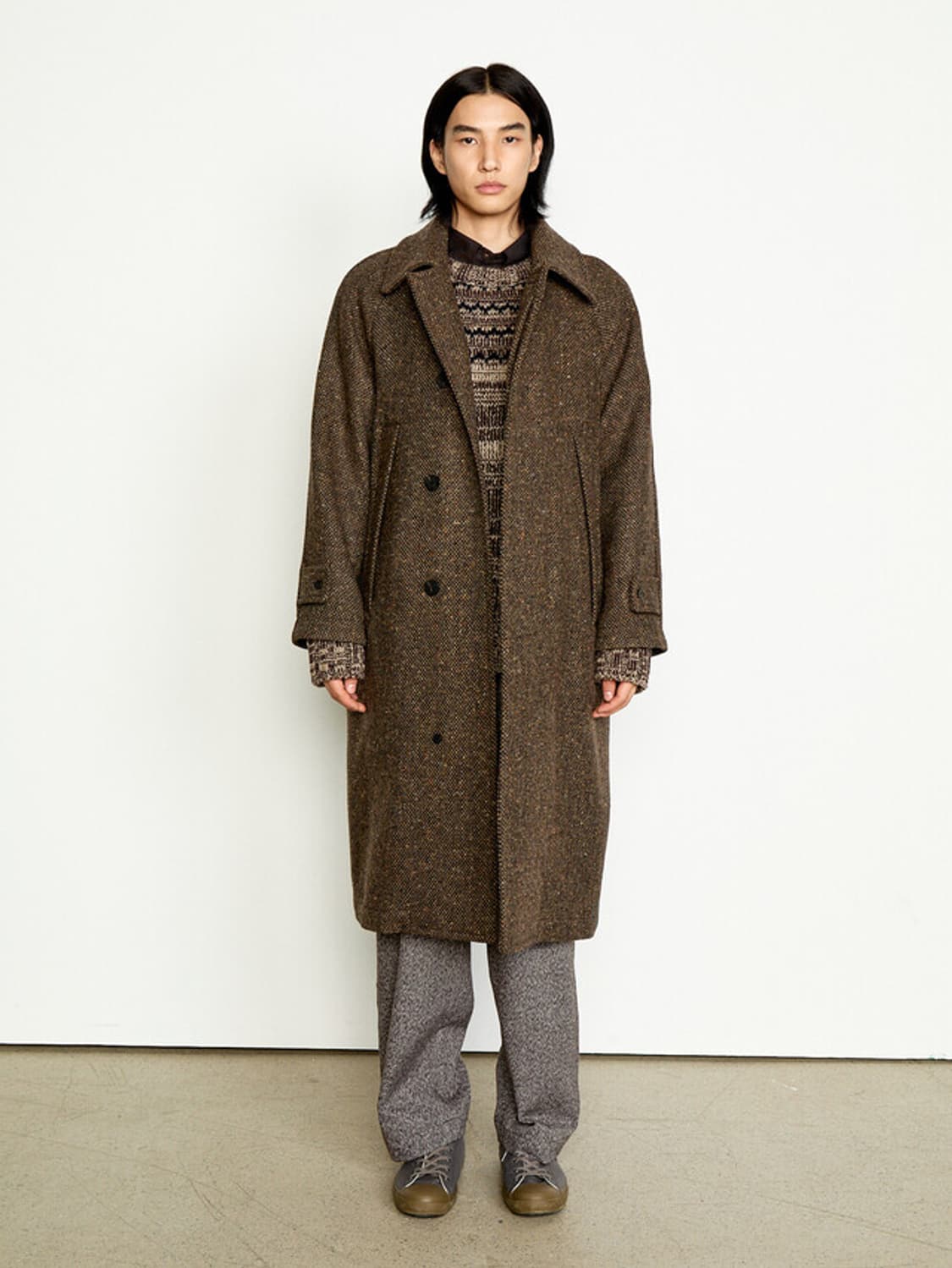 XL ) 도큐먼트 25aw 도네갈 인버티드 플리츠 코트 브라운 상품이미지2